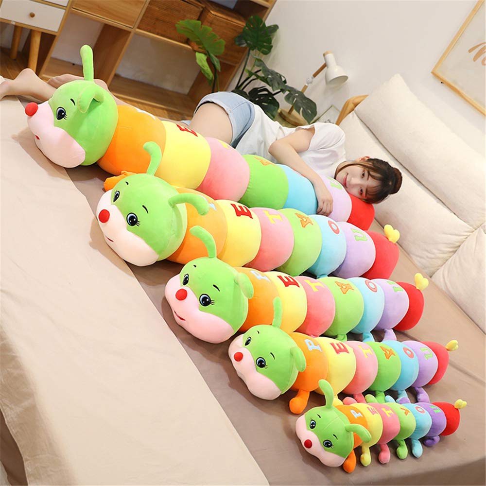 AOQI Multicolor Caterpillar Stuffed Animal Big Hugging Pillow Cute Plush Soft Pillow Doll,Giant Plush Toy,Gifts for Girl Boy Babies Birthday (51.8inch/130cm)