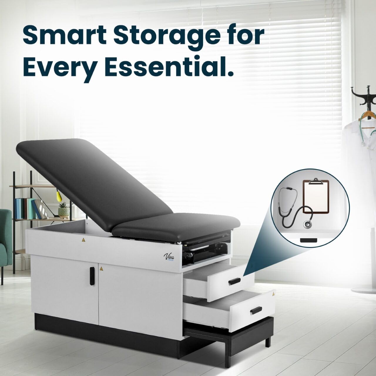 Vivacomfort Slim Line Medical Exam Table, Black