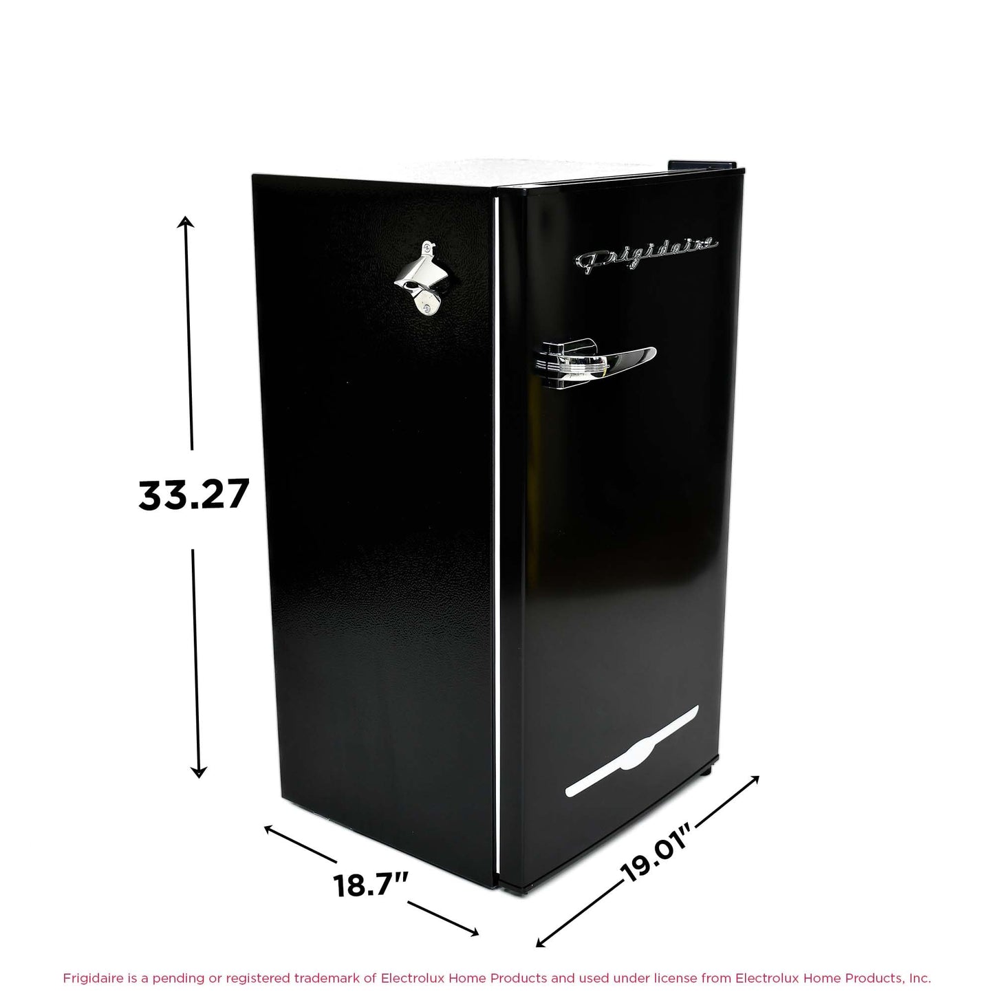 FRIGIDAIRE EFR376-BLACK 3.1 Cu Ft Black Retro Bar Fridge with Side Bottle Opener