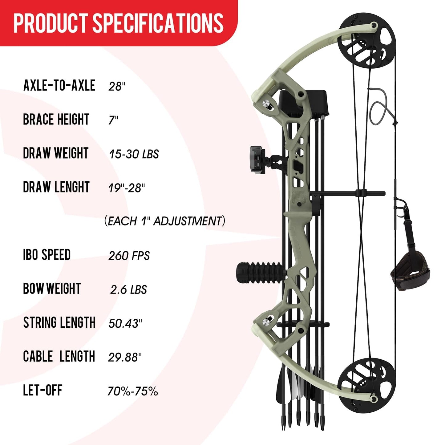 Sanlida Archery Dragon X6 Compound Bow Kit for Youth, Kids & Beginners, Bow and Arrows Set, 19”-28” Draw Length, 15-30 LBS Draw Weight, RH Only