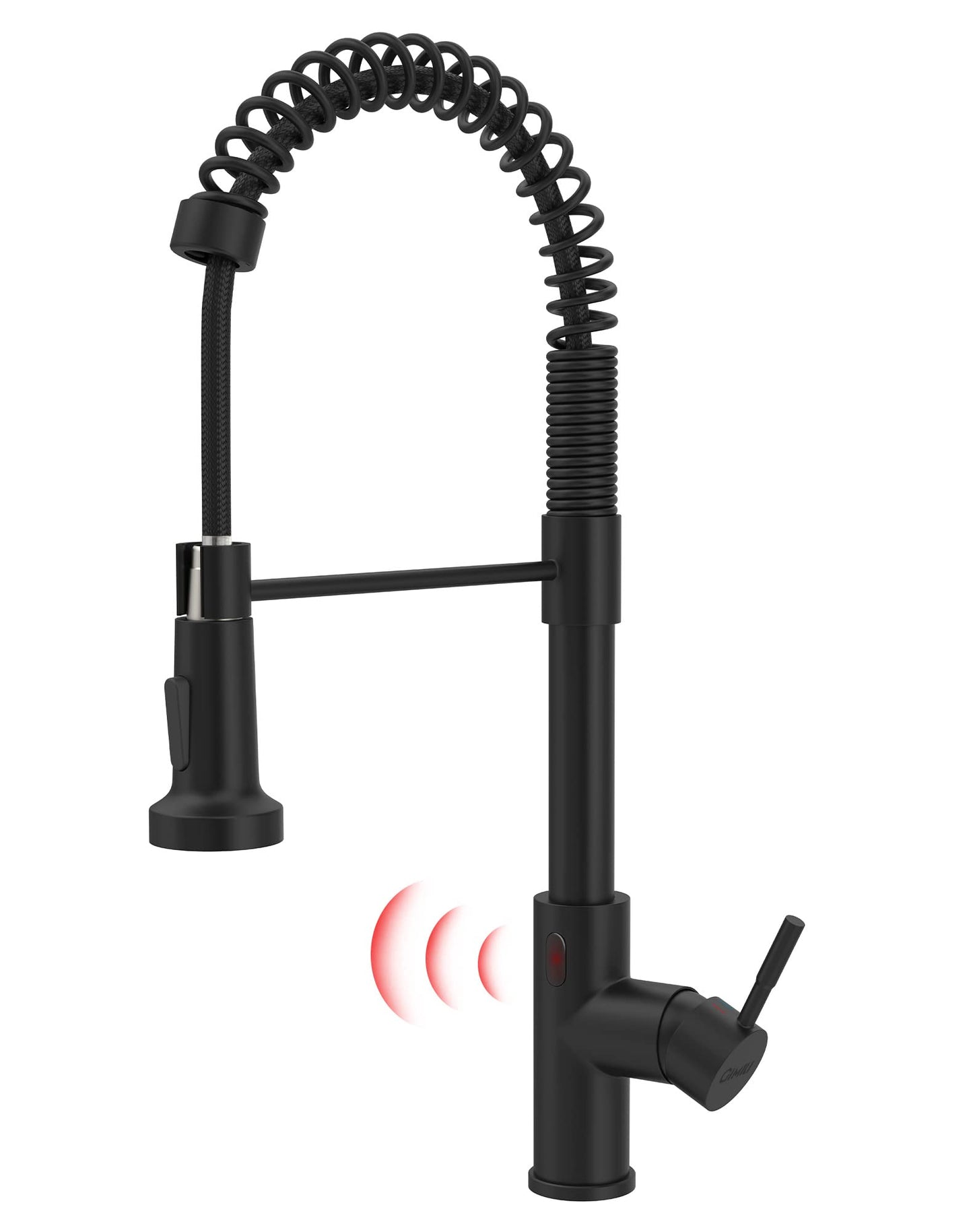 GIMILI Matte Black Touchless Kitchen Faucet Motion Sensor Activated Smart Hands Free Kitchen Faucets with Pull Down Sprayer Single Handle Spring Kitchen Sink Faucet