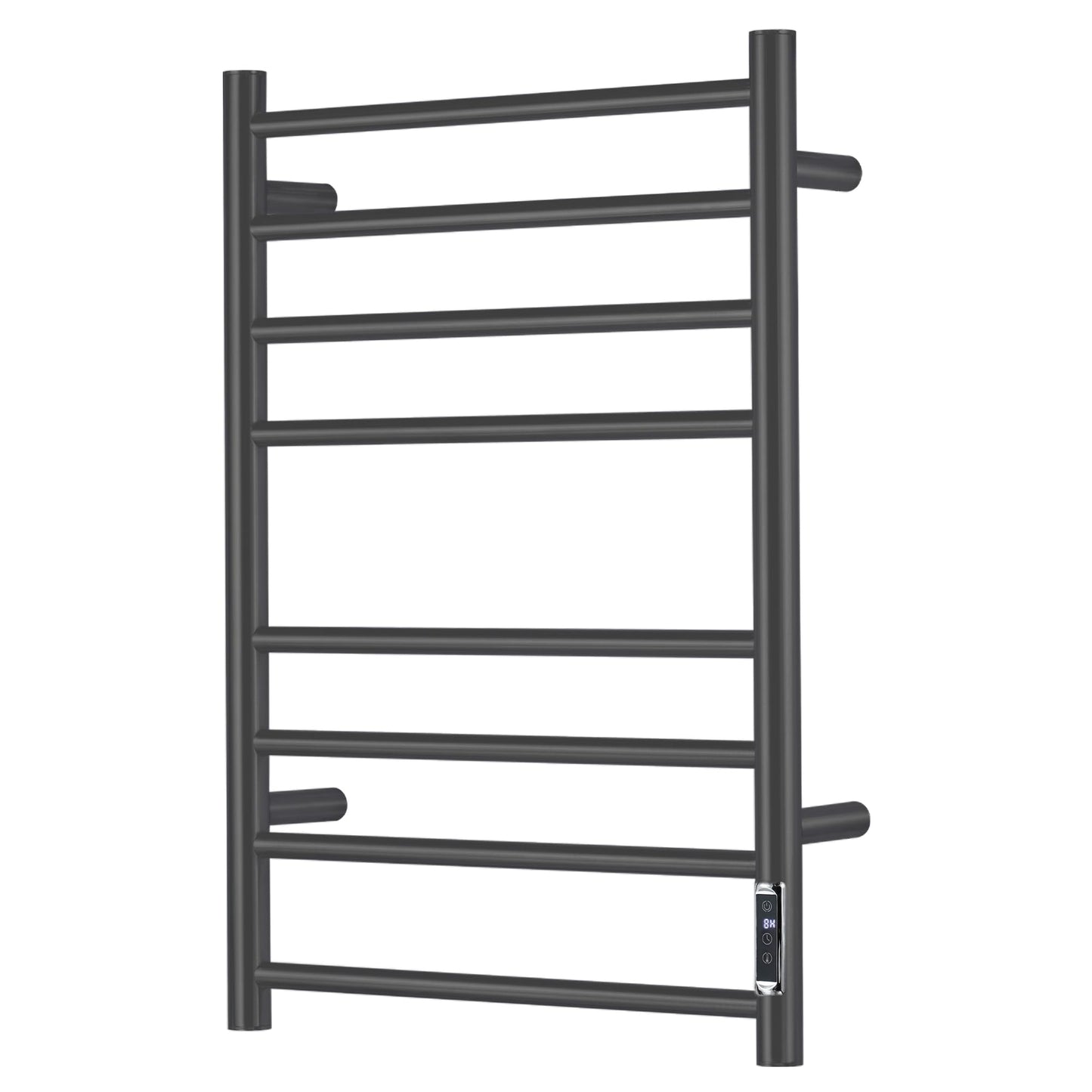 SHARNDY Electric Towel Warmer with Built-in Timer - Wall Mounted Bathroom Heated Towel Rack, Plug-in Design & Black Brushed Stainless Steel Finish