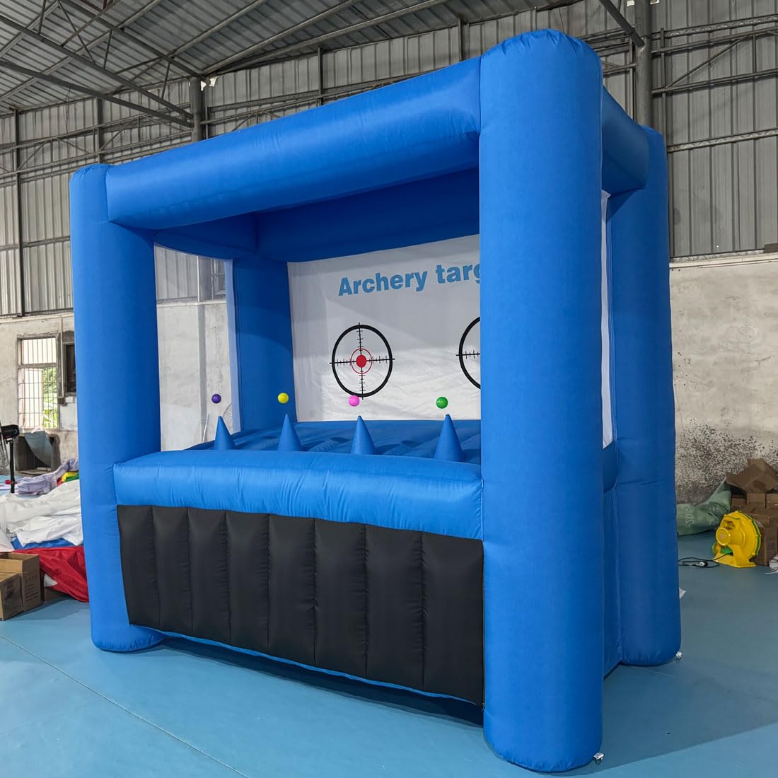Inflatable Archery Range Floating Ball Shooting Archery Target Interactive Sport Games with 1 Longbow + 6 EVA Arrows+6 Balls, Air Blower, for Parties, Lawn Games, Team Events (Blue)