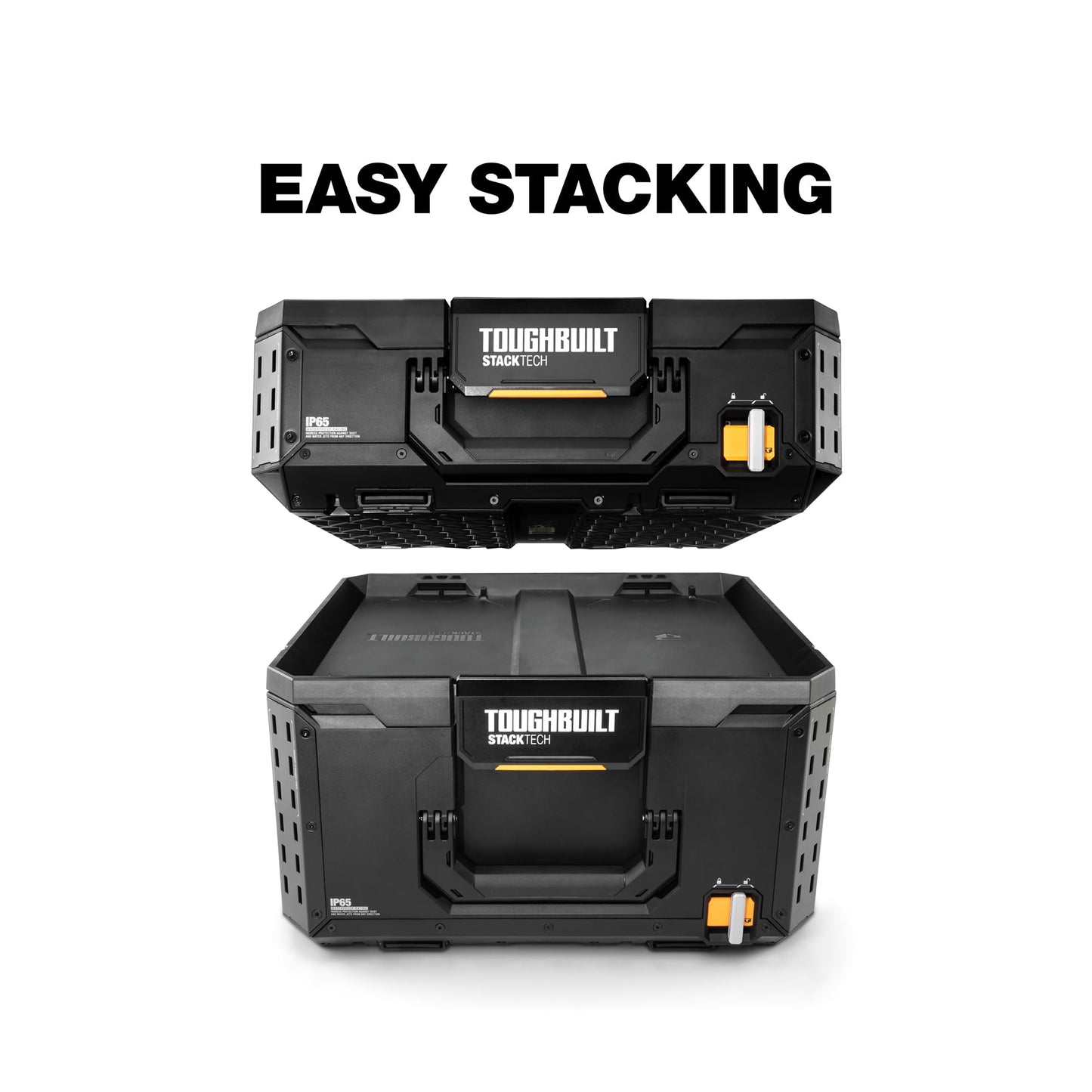 ToughBuilt StackTech XL 3 Drawer Tool Box, Heavy-Duty Portable Tools Chest, 50 lb Capacity - Stackable Toolbox Storage Organizer with 22 Dividers, Auto-Latching Drawers and Accessory Rails