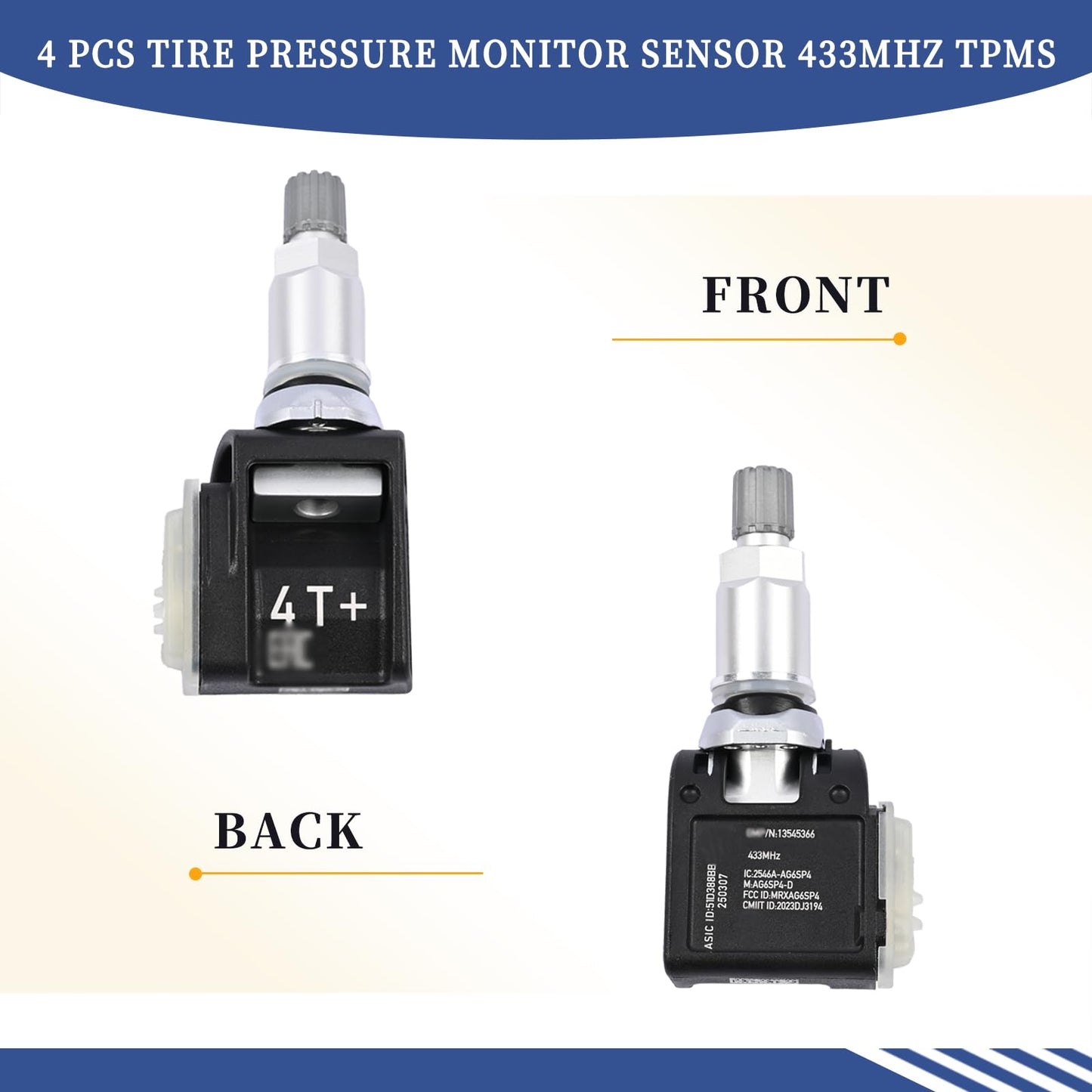 ‎Getfarway ‎‎4 Pcs Tire Pressure Monitor Sensor 433MHz TPMS 13545366 Fit for GMC Chevrolet Cadillac Sierra Silverado Suburban Tahoe Yukon Escalade 2019-2025 86803857 84338125 85110397