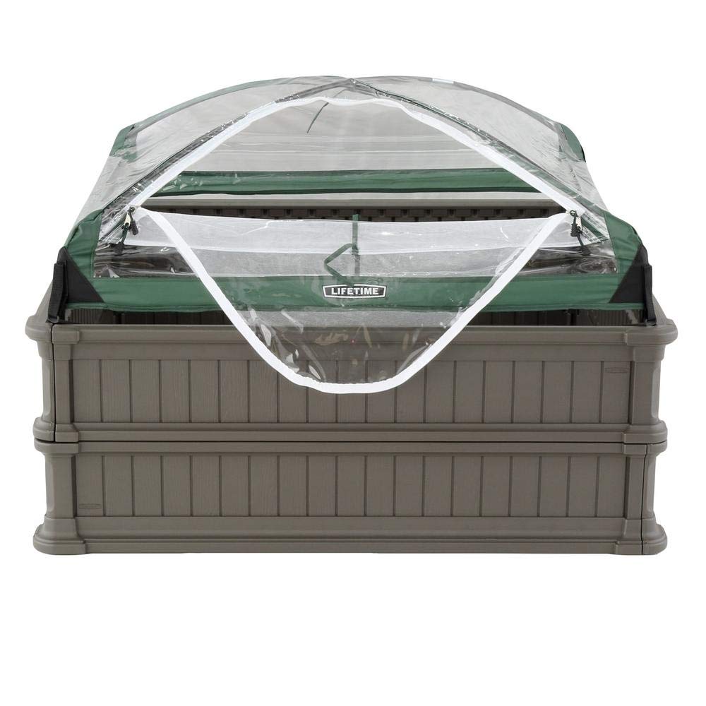 Lifetime 60053 Raised Garden Bed Kit, 2 Beds and 1 Early Start Vinyl Enclosure
