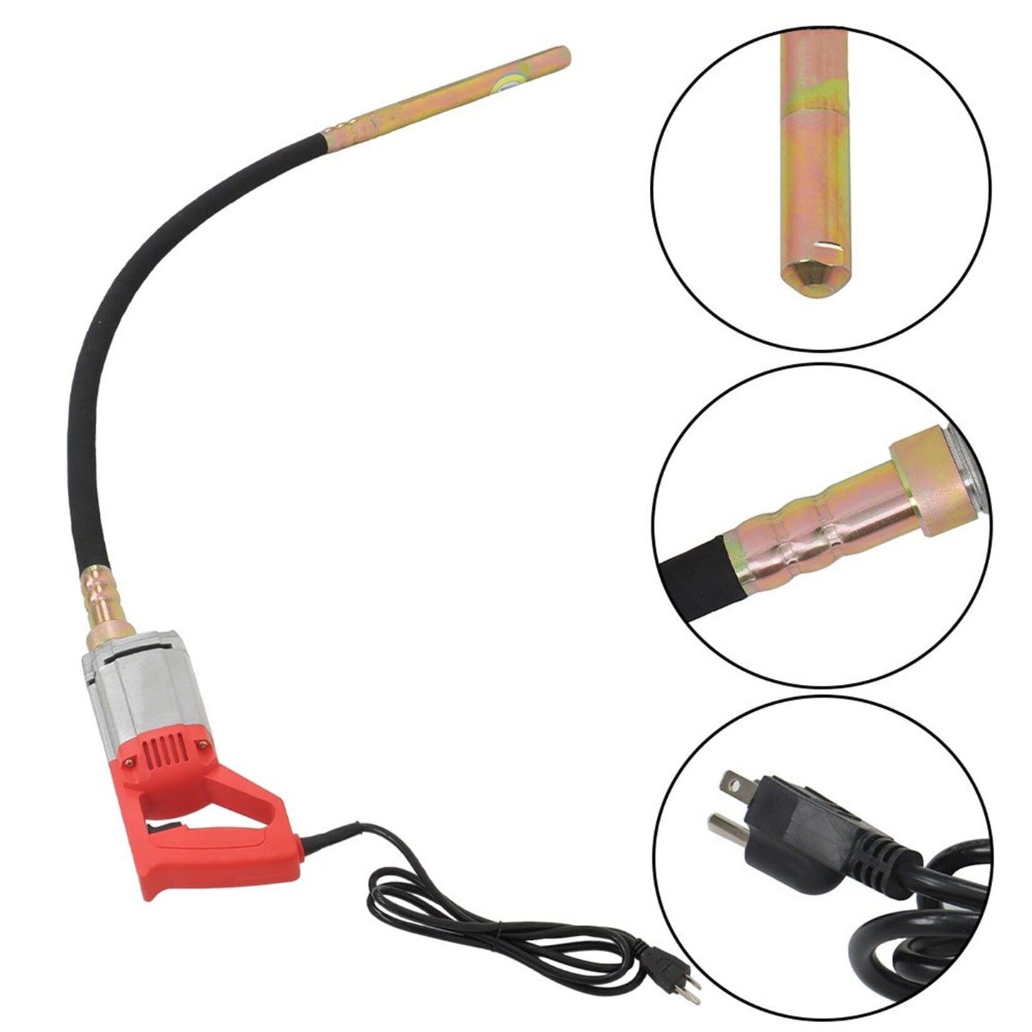 findmall Electric Concrete Vibrator 1300W 110V Hand Held Concrete Vibrator 5Ft Long Cement Vibrarator