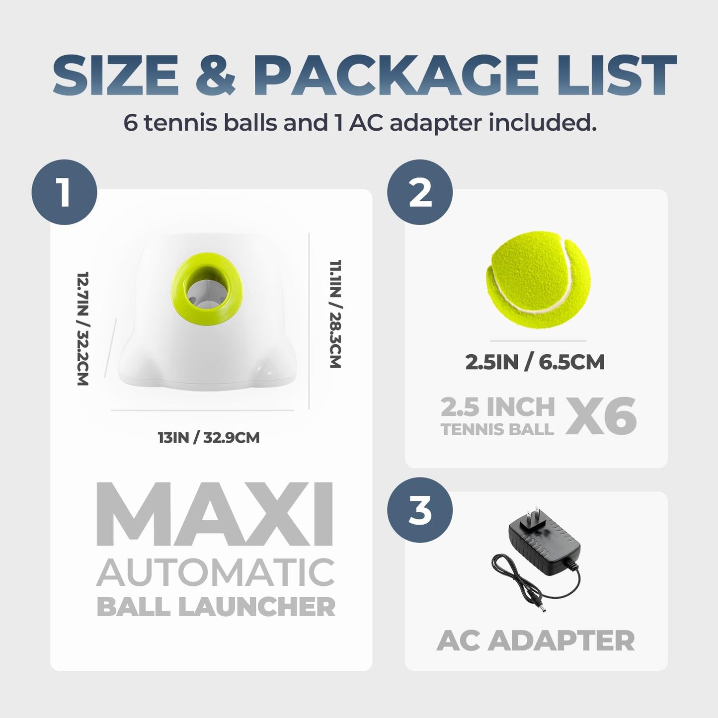 ALL FOR PAWS Automatic Ball Launcher for Dogs Interactive Puppy Pet Ball Outdoor Thrower Fetch Machine, 6 Balls Included (2.5 inch) + Six Tennis Balls Bundle
