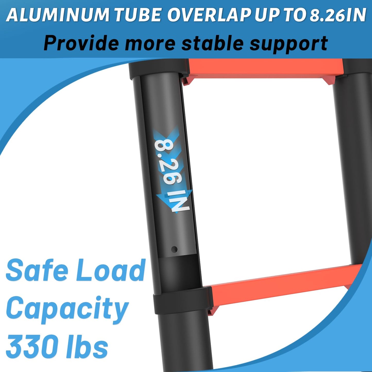 Telescoping Ladder, 12.5FT Extension Ladder，One-Step Collapsible, Aluminum Ladder for RV Home Outdoor, 330lbs Max Capacity
