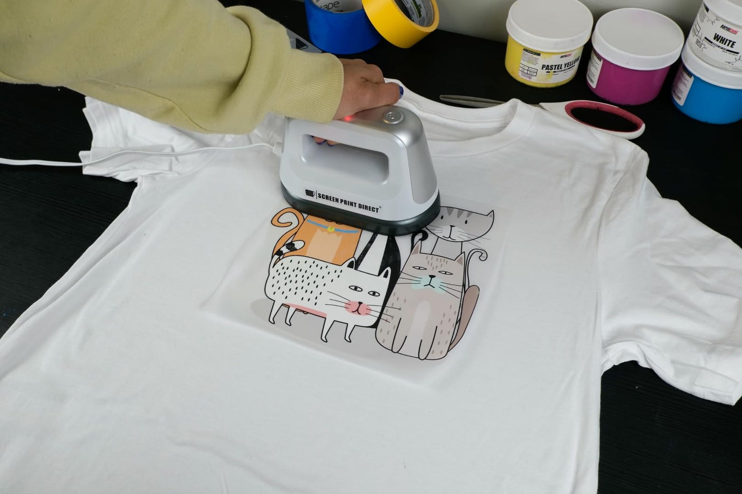 Mini Heat Press Machine – Portable Easy Press for T Shirts, Hats, Mugs & Vinyl with 3 Heat Settings - Heat Transfer Iron for Logo Printing, Ideal for Crafting, DIY Design & Small Heat Press Projects