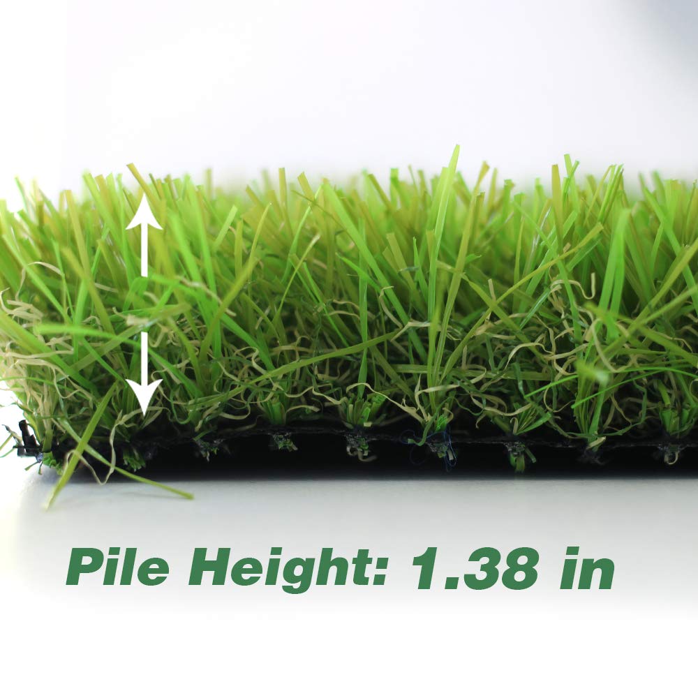 WarmShe Artificial Grass Turf 12FTX20FT,1,38inch 4 Tone Realistic Synthetic Thick Fake Faux Grass Rug Astroturf Carpet Landscape for Dogs Indoor Outdoor Garden Lawn Mat, with Drainage Holes