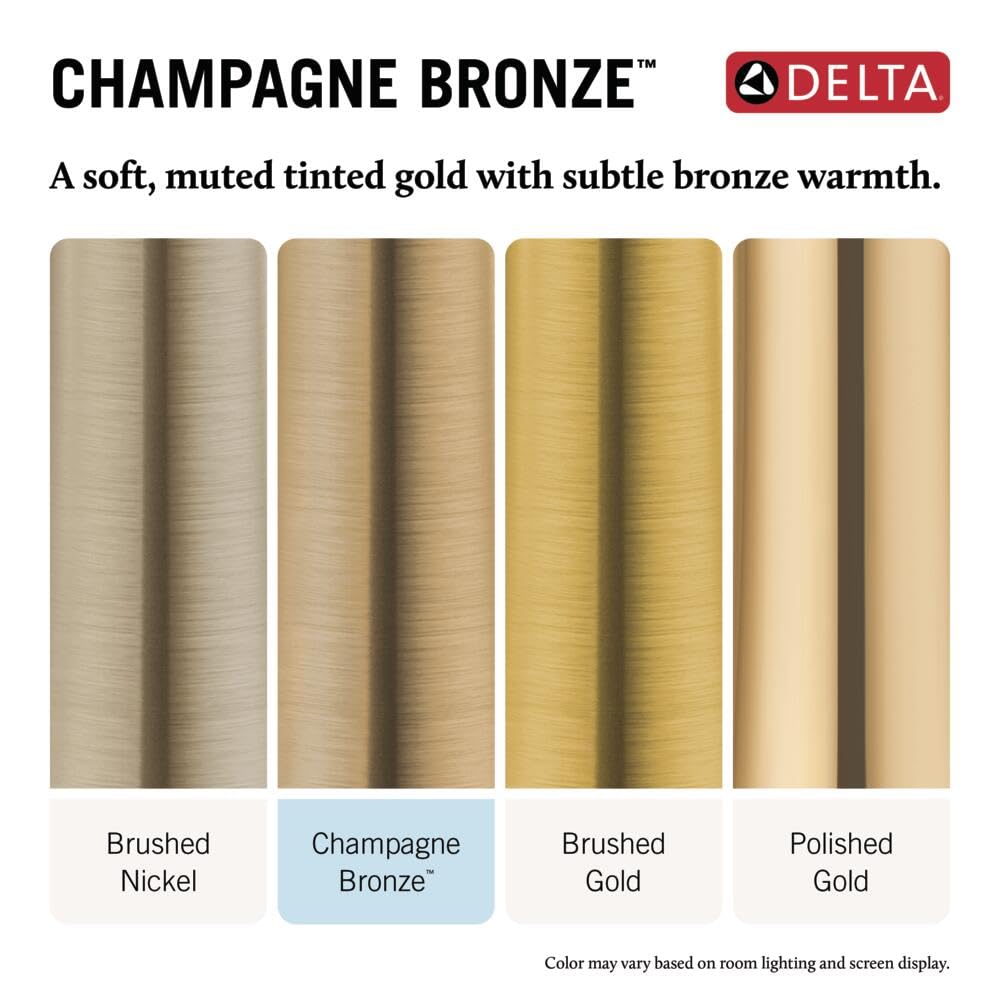 Delta Nicoli Brushed Gold Kitchen Faucet with Pull Down Sprayer, Bridge 3 Hole Modern Kitchen Sink Faucet, Two-Handle, Champagne Bronze 39876LF-CZ