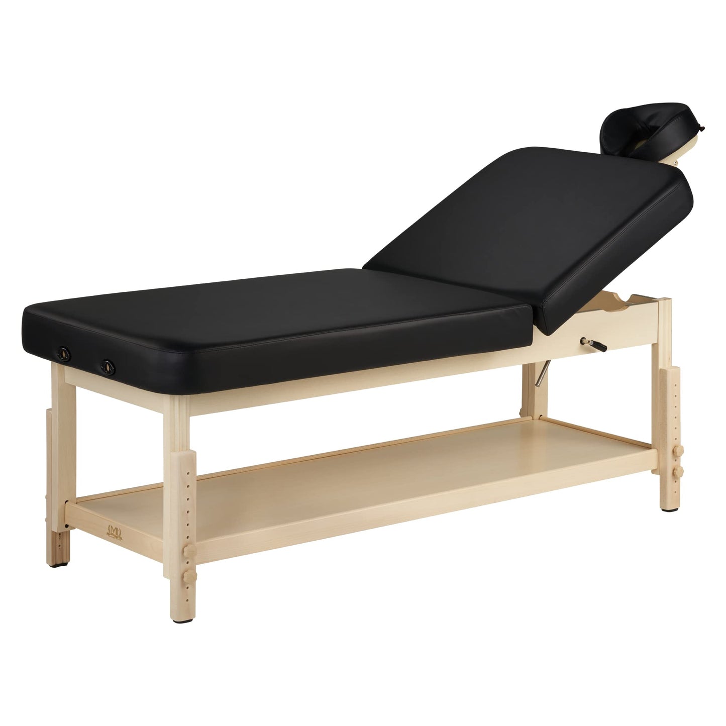 30" Harvey Tilt Stationary Massage Table Beauty Medical Tattoo Spa Salon Facial Clinical Treatment Aesthetic Physical Therapy Beds-Two Section Tilting Lift-Back Backrest - Black