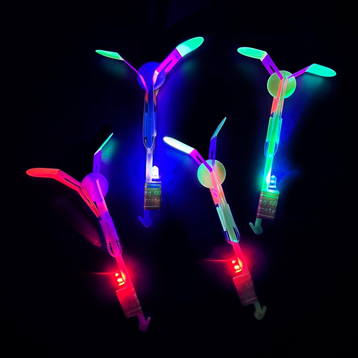 M.best 48Sets LED Outdoor Flying Toys Set, LED Flying Helicopter Toys for Kids with Flashing Lights, Flying Toy Outdoor Toys Glow in The Dark Party Supplies Party Favors for Kids 4-12