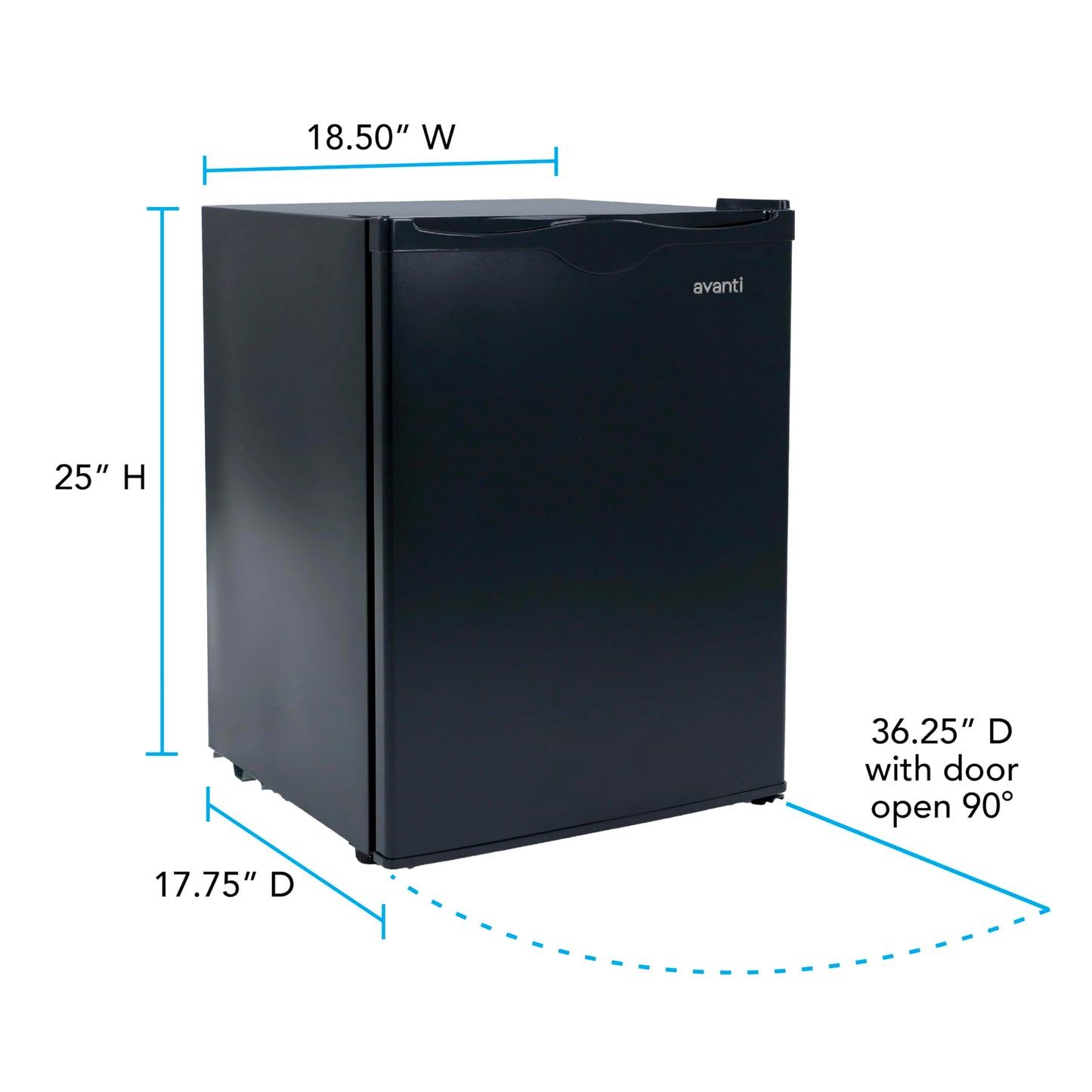 Avanti Mini Fridge for Home Office or Dorm, Auto Defrost with Reversible Door, Energy Star Rated, 2.2 Cu. Ft., Black