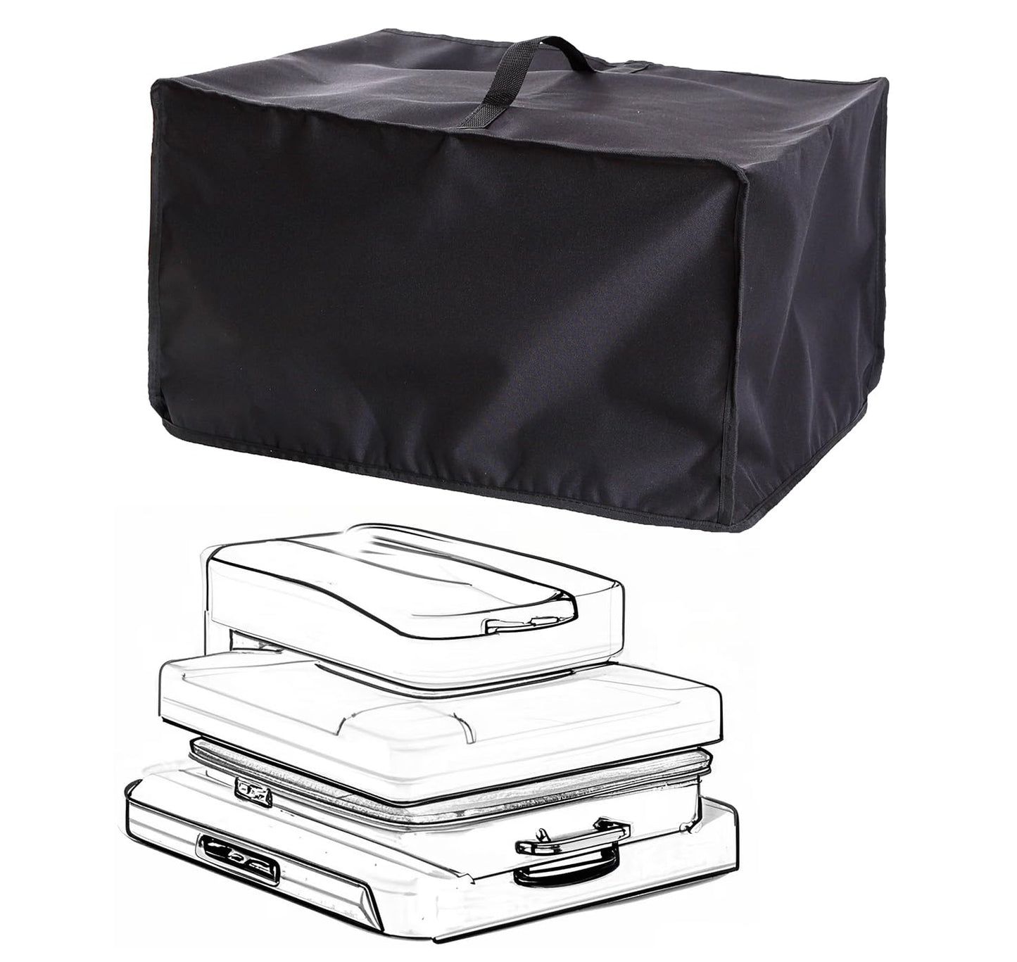 Ruclles 15"x15" Auto Heat Press Machine 2 Dust Cover - Heavy-Duty Black Oxford Fabric, Moisture-Resistant & Dustproof Protective Cover, 20"x16"x12" Size
