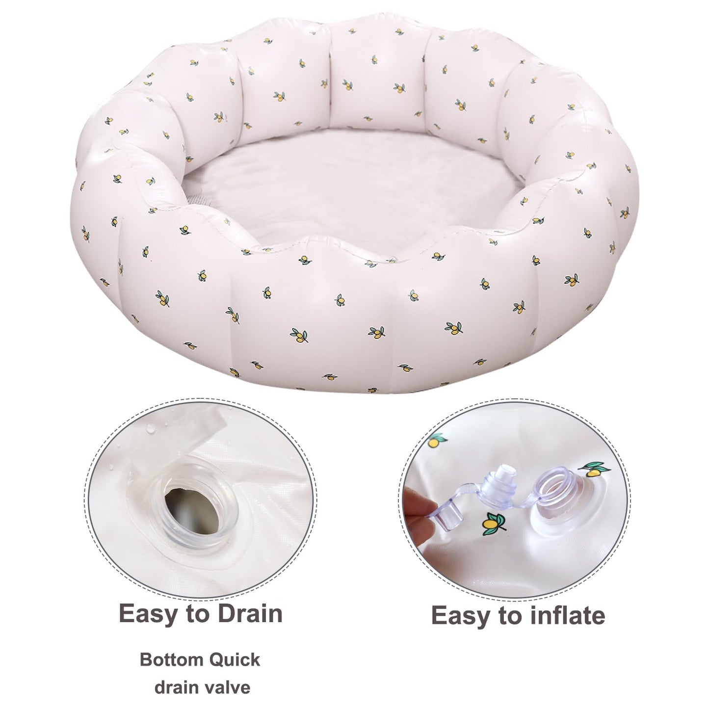 AirSwim Inflatable Baby Pool, Portable Paddling Baby Swimming Pool, Toddlers for Ages 0-3 Years Girls and Boys, Indoor& Outdoor, Garden and Backyard Summer Water Party, 35.4x9.8 in(White)