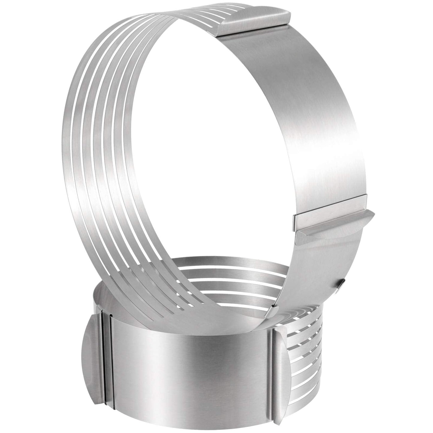 HAKZEON 2 Pack Cake Ring Set, Adjustable Stainless Steel Mousse Cake Rings, Round Molds Cookie Cutter Leveler 7 Layer 6-12 inch for Kitchen Restaurant Mousse DIY