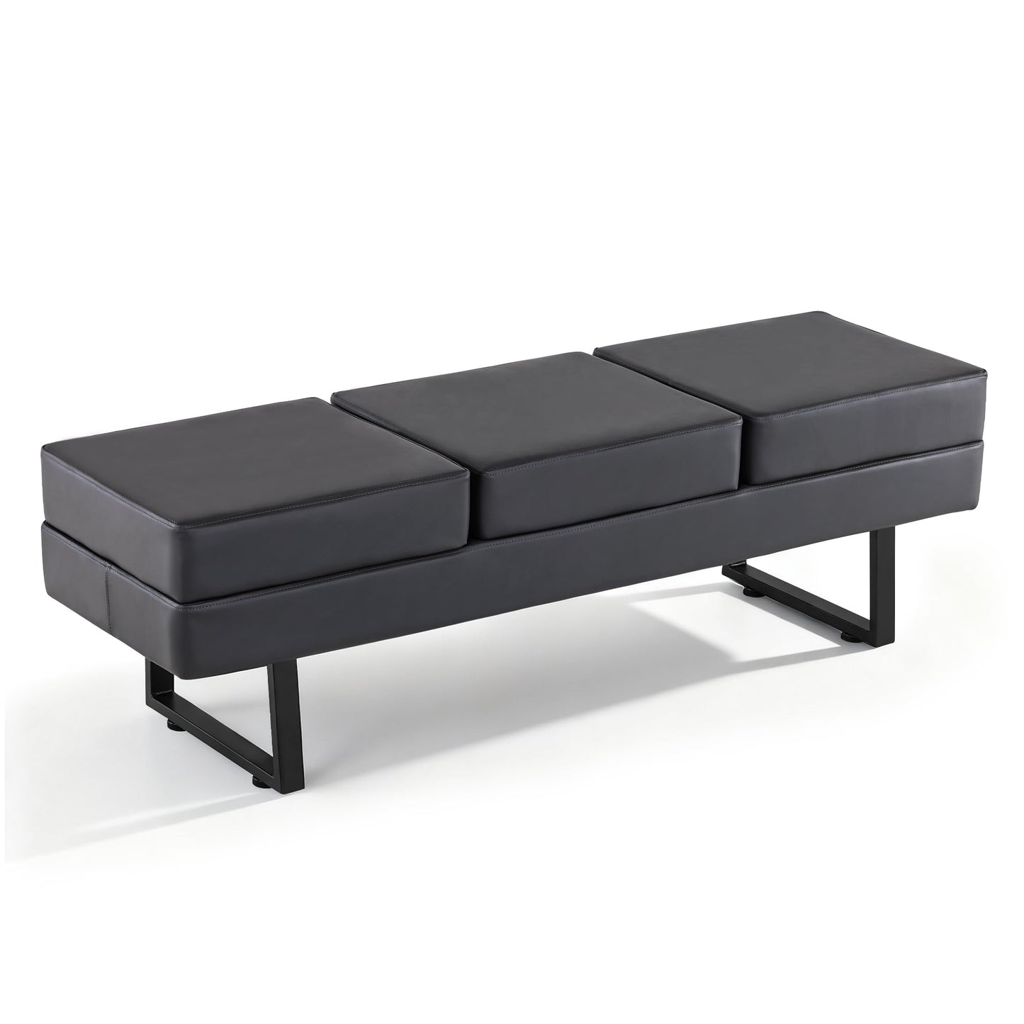 BarberPub Waiting Room Chairs, Heavy Duty Office Guest Reception Bench, Faux Leather Upholstered Lobby Chairs for Salon, Conference Room 7008 (Dark Grey)