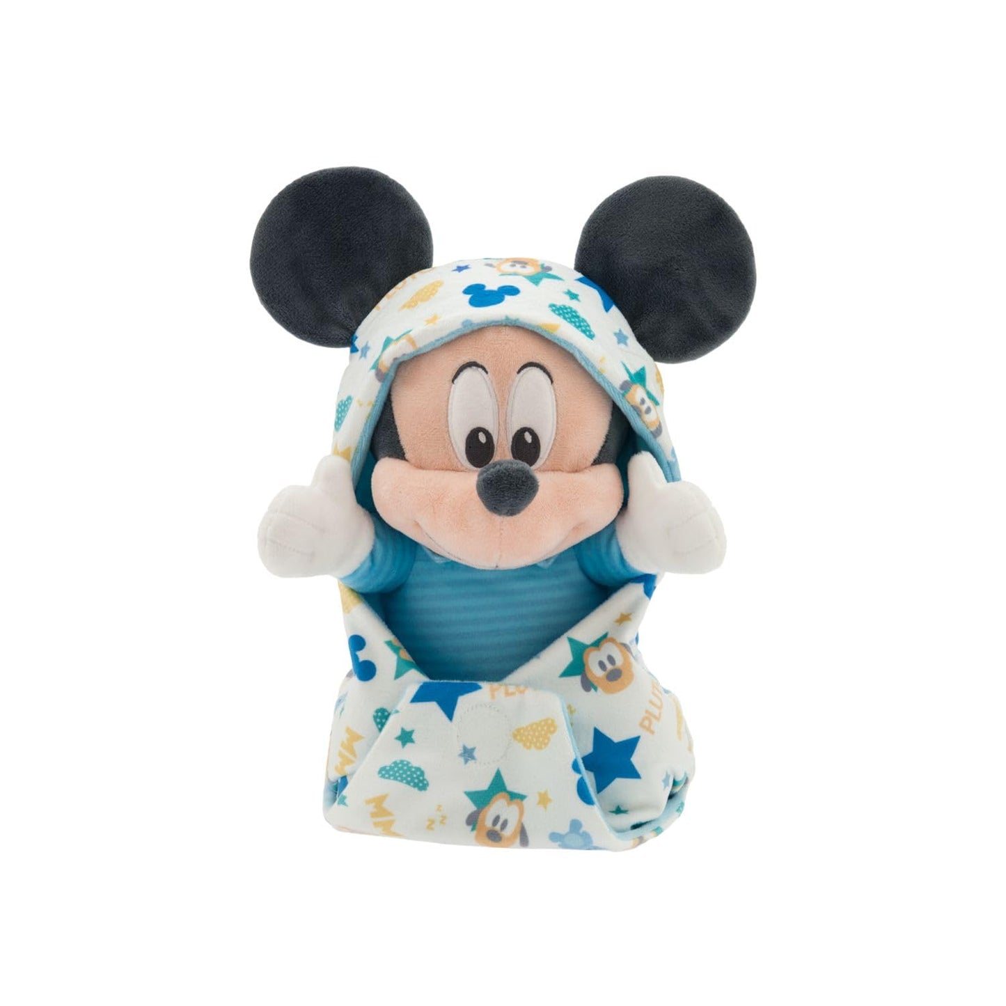 Disney Store Official Mickey Mouse Plush with Blanket Pouch - Disney Babies Plushy in Baby Swaddle - Toy for Those who Love Plush Figure Toys, Cute Plushies, & Baby Stuffed Animals - Small - 11½"