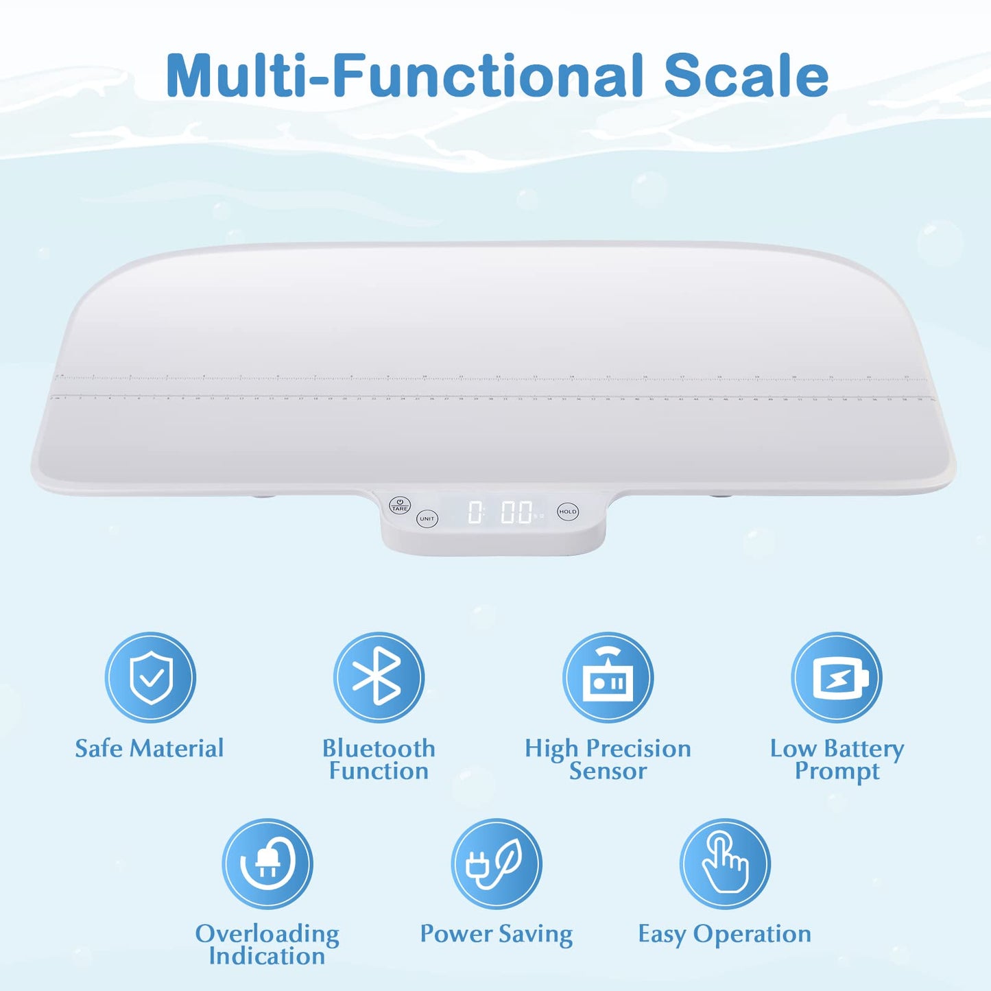 BABY JOY Baby Scale, Multifunctional Pet Scale with Digital LED Display, 4 Weighing Modes, Curved Tray, Rubber Feet, Weighing Scale for Newborn, Animals, High Precision at 0.1oz, Max Weight 66lbs