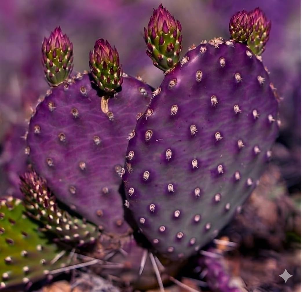 Purple Prickly Pear Cactus Live Plant in 3 Inch Potted | Hardy Desert Cactus for Indoor Display, Outdoor Gardens, Xeriscaping, Borders & Containers