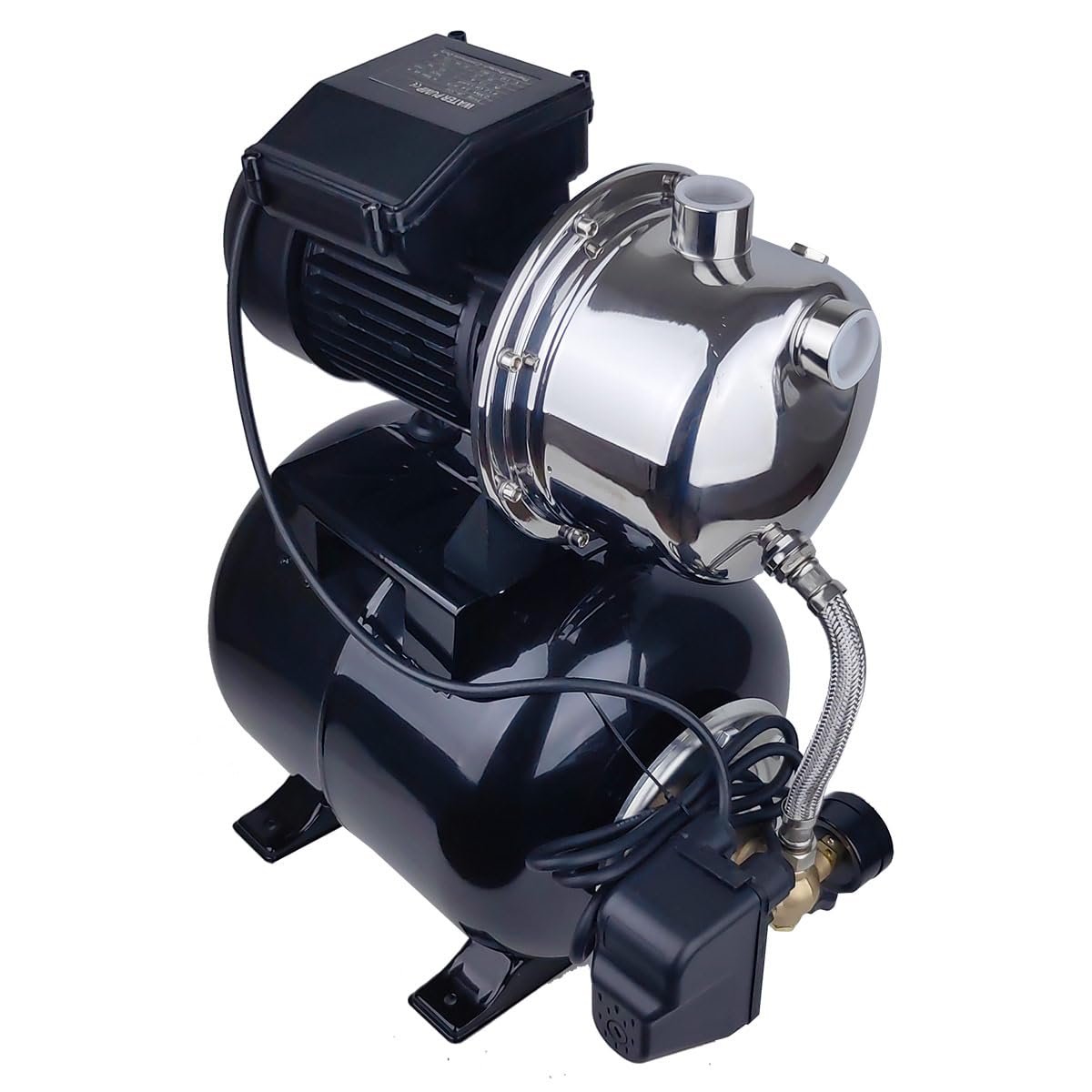 ZYIY 1.6HP Shallow Well Pump with Pressure Tank, 3400L/H, 110V,Stainless Steel Irrigation Jet Pump, 157.5F Centriffugal Pump, Automatic Water Booster Jet Pump for Home, Garden, Lawn