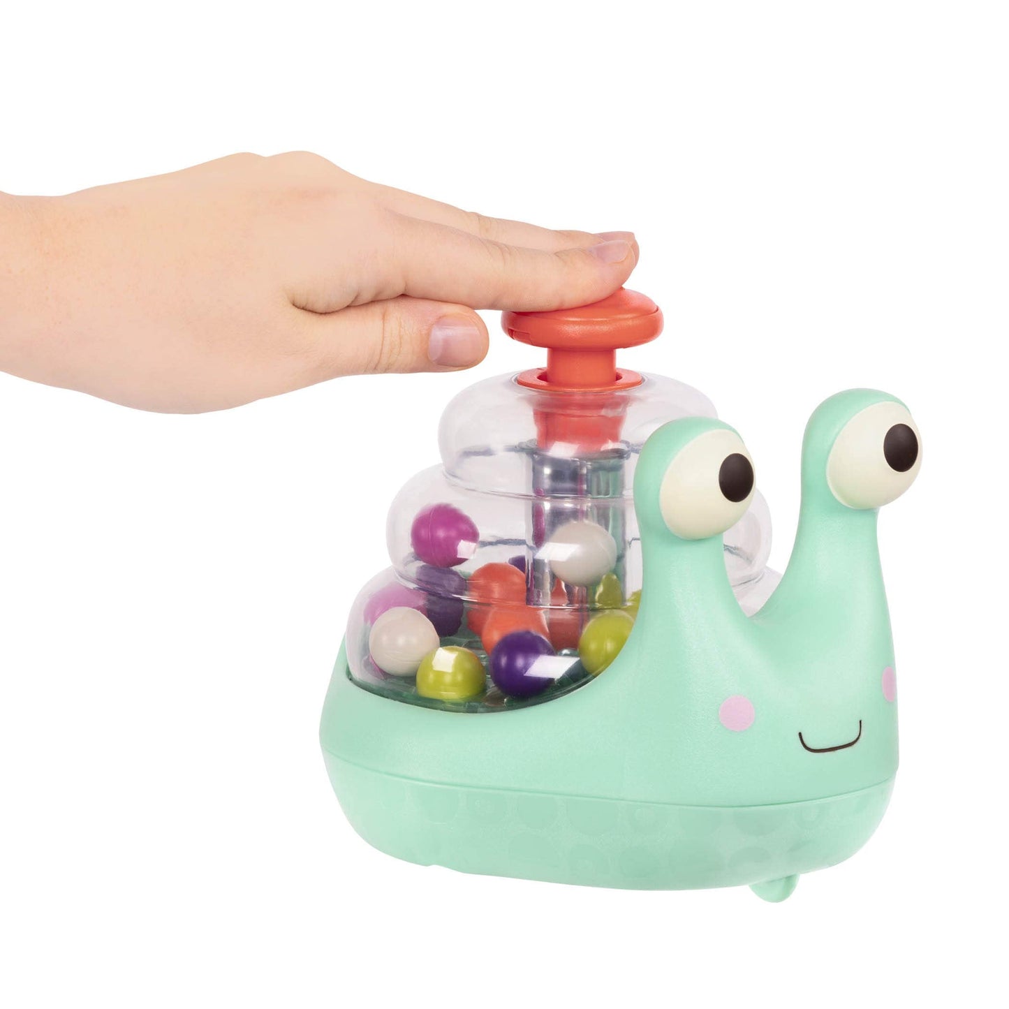 B. toys – Light Up Snail Ball PopperBaby Toy with Glowing Effects & Easy– Grip Handle – Interactive Educational Toy for Motor Skills Development – Colorful Baby Toys for 10+ Months