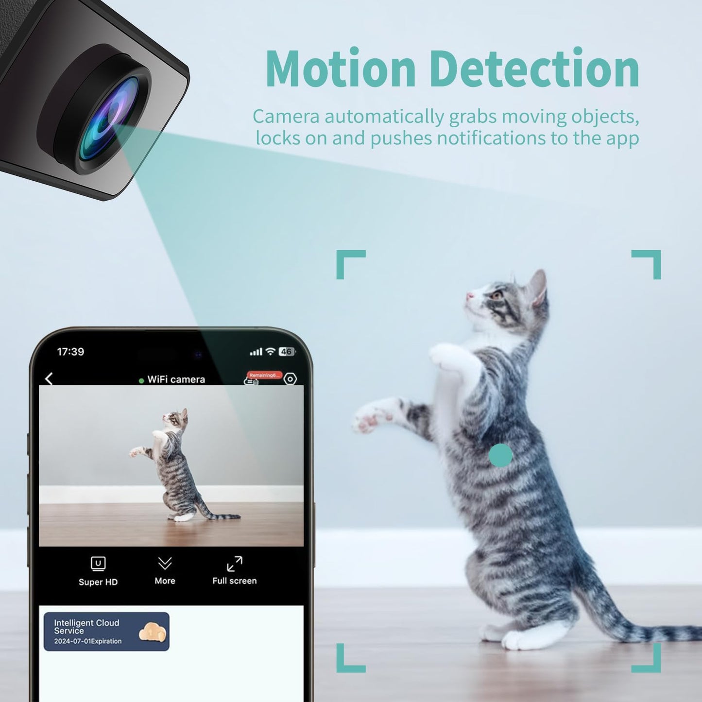 Mini Baby Camera Monitor, Nanny Cam for Home | Smart Indoor Security Camera with Free Cloud & SD Storage, WiFi or No WiFi Cam for Baby/Pet/Nanny Monitoring, Portable Design