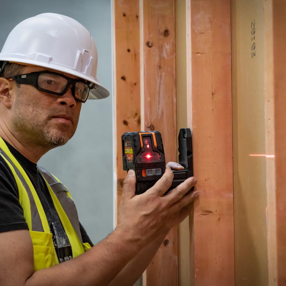 Klein Tools 93LCLS Self-Leveling Class II (≤ 1mW) Laser Level with Bright Red Cross Lines and Plumb Spot, Magnetic and Ceiling Clamp Mounting