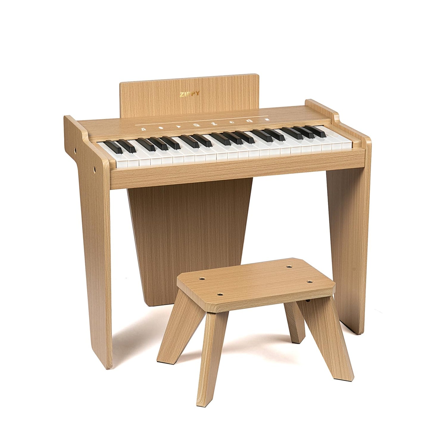 ZIPPY Kids Piano Keyboard, 37 Keys Digital Piano for Kids, Touch Sensitive Control Panel, Built-in Songs, Volume Adjustable, Music Educational Instrument, Wood Piano for 3+ Girls and Boys (Oak Plus)