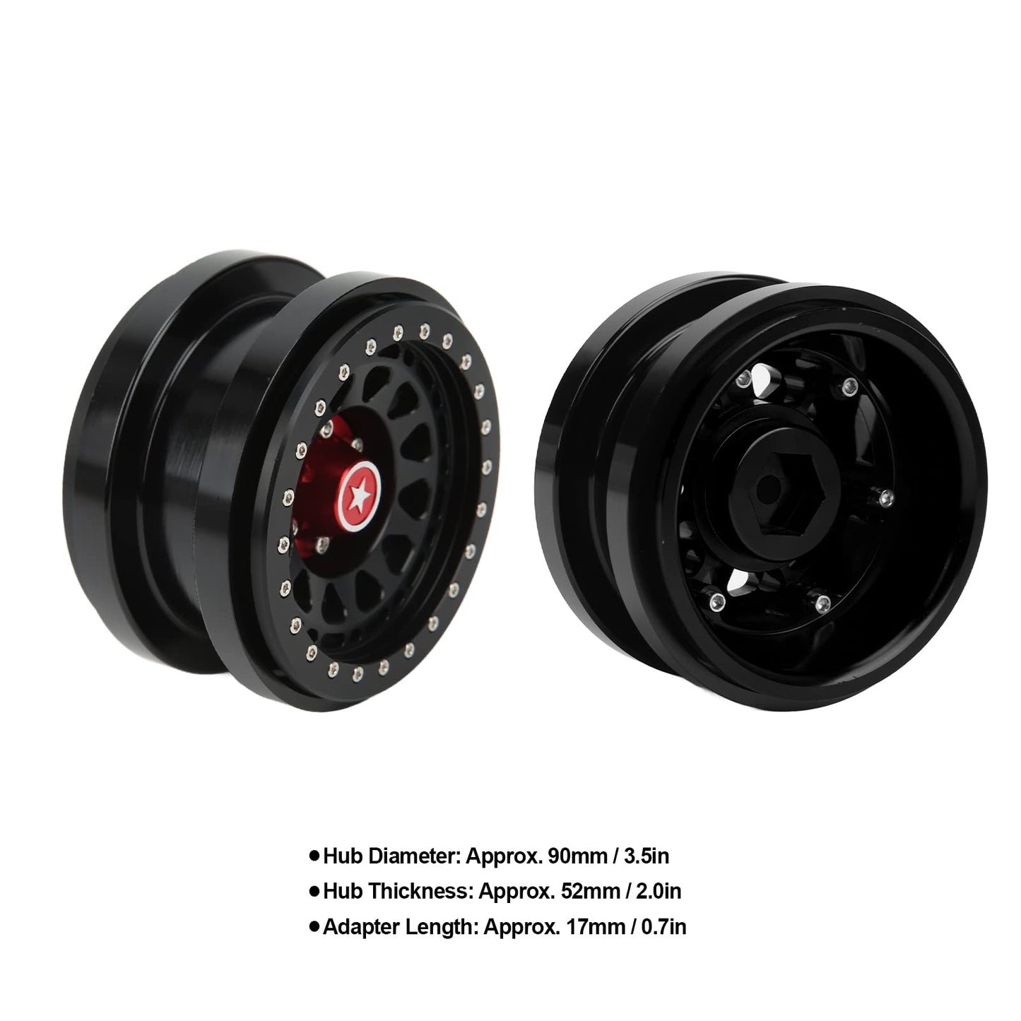 4 PCS 2.9 Inch Wheels 12 Hole Alloy Wheels, 1/6 Car Wheels for AXAIL SCX6 1/6 Car(Black)