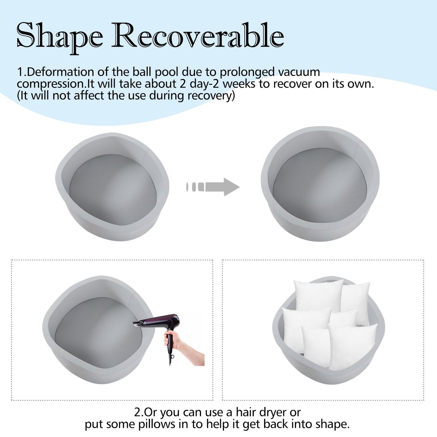 SHJADE Foam Ball Pit, 47.2"x 13.8" Large Ball Pits for Toddlers, Soft Round Kiddie Baby Playpen Ball Pool for Kids, Ideal Gift for Babies Indoor and Outdoor Game, Grey, (Balls not Included)