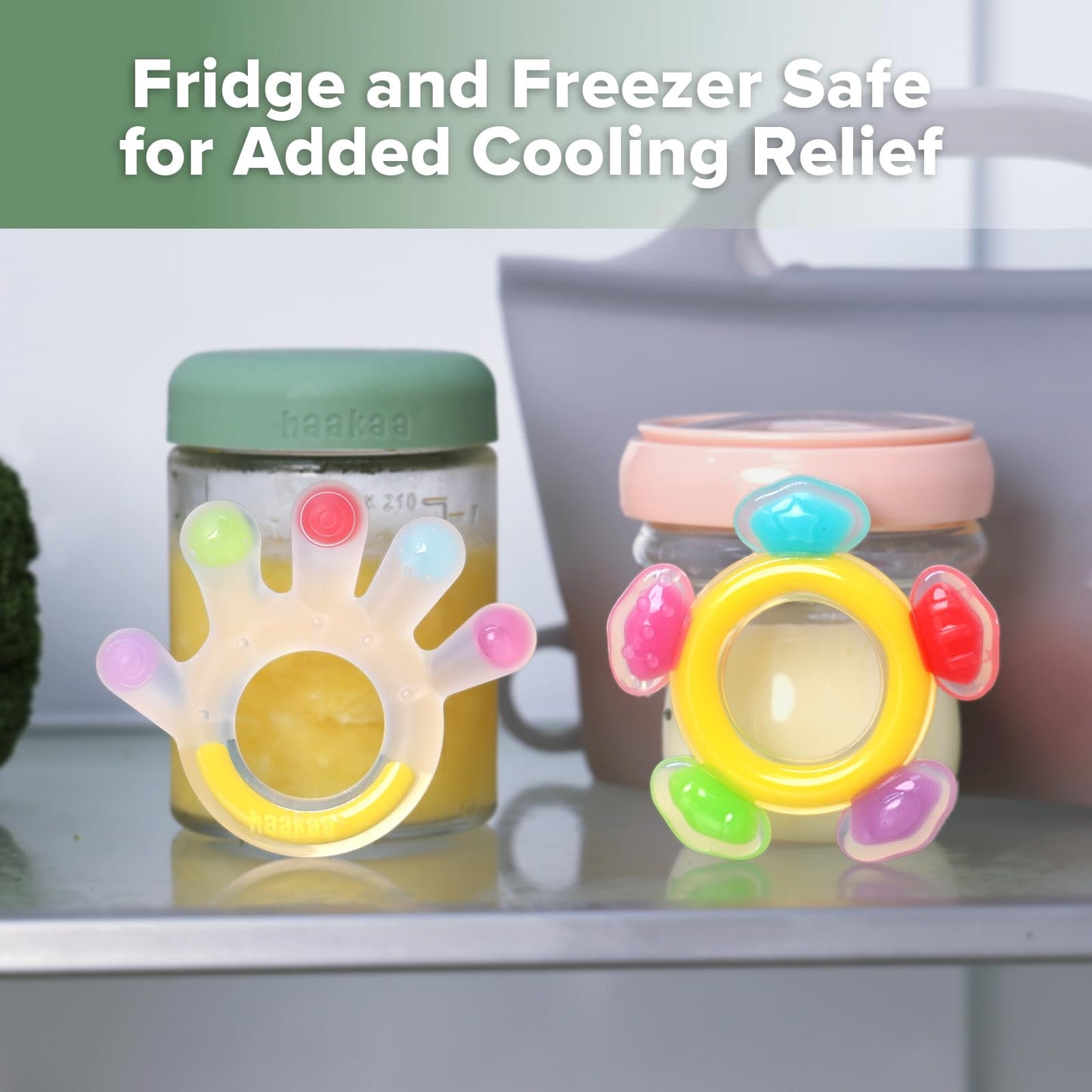 Haakaa Silicone Teether Set-Baby Freezer Teething Toy - Soft Cold Teether - Soothe Teething Pain & Itching Gums - Perfect Size-Baby Freezer Teething Toy - Soft Cold Teether