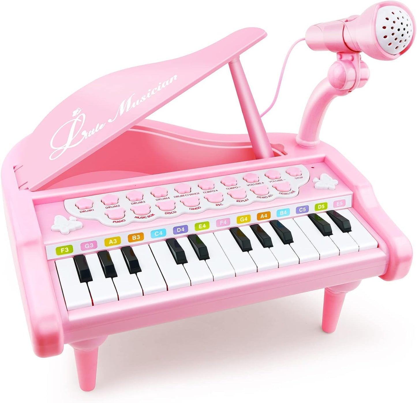 Love&Mini Piano Keyboard Toys for Girls - 24 Keys Toddler Piano Music Toy Instruments with Microphone，Pink Piano Toys for 1 2 3 4 5 Years Old Girls Birthday Xmas Gifts (24 Keys Pink Piano Toy)