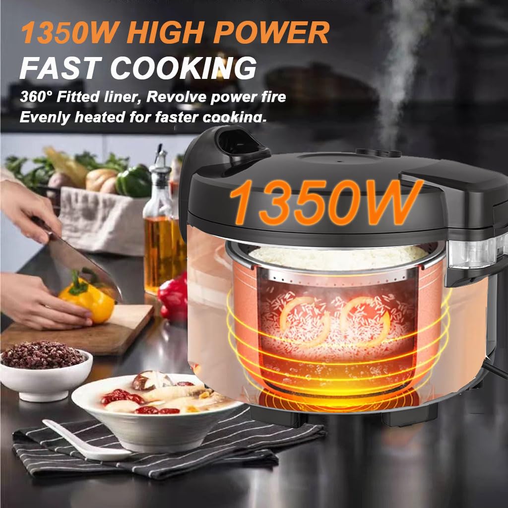 13L Commercial Large Capacity Rice Cooker for Resturant | 60 Cups rice cooked with One-Touch Operation | Auto keep warm for 12h