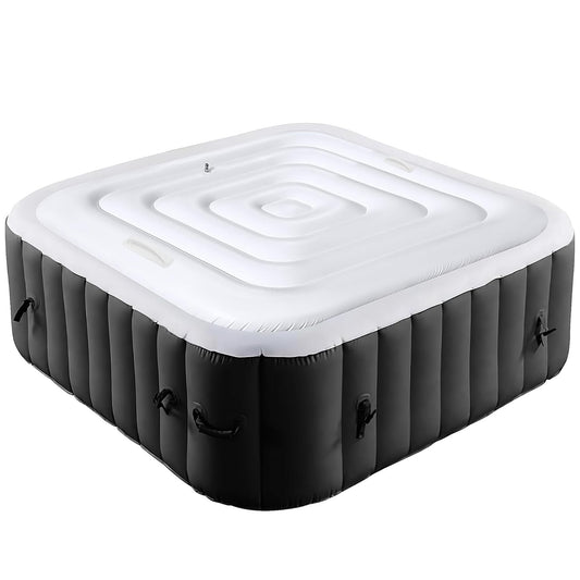 Tlswshsy 4.2Ft Inflatable Hot Tub Cover- Energy Saving Lid for Square Hot Tub- Foldable Protective Rain Overflow Cover for Inflatable Outdoor Hot Tubs
