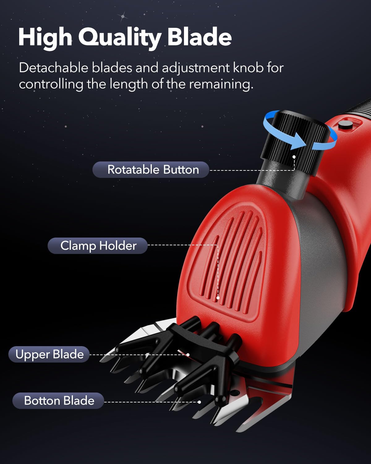 YEACHA Sheep Shears, 20V Horse Clippers Cordless, 2x4.0Ah Batteries Brushless Clippers, Heavy Duty Electric Shears, Horse Grooming Kit for Thick Coat