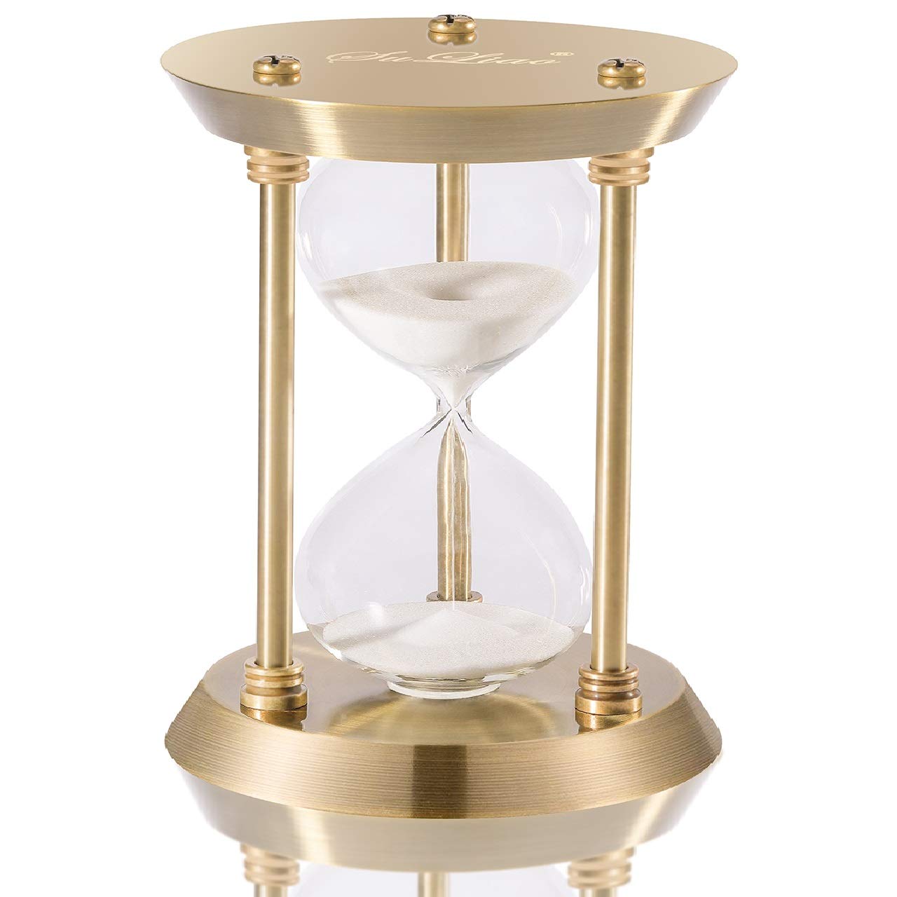 SuLiao Brass Hourglass 30 Minute Sand Clock Timer, Grande Reloj De Arena 30 Minutos, Metal Hour Glass Sandglass for Gifts & Home Desk Office Decorative