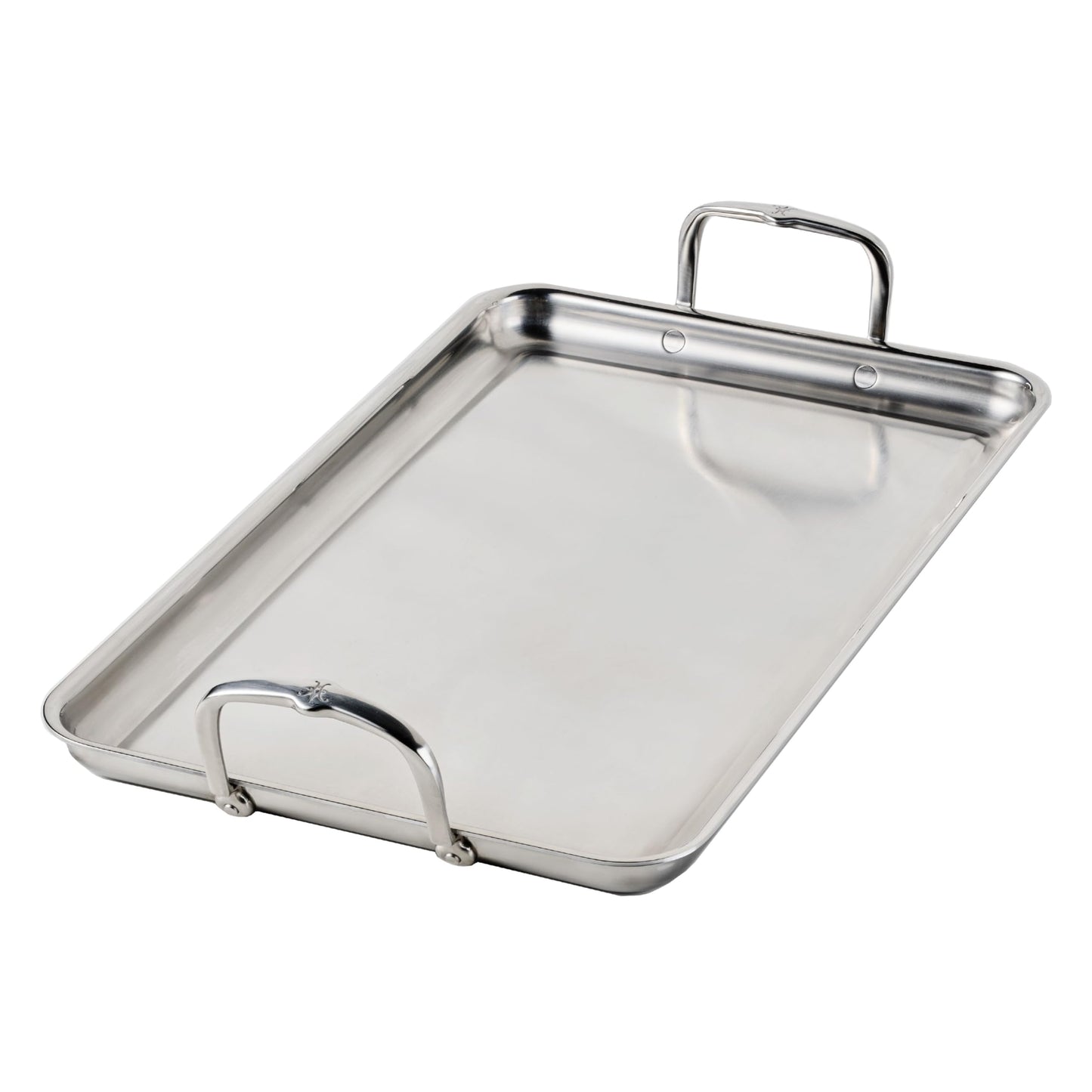 Hestan Provisions Tri-Ply Stainless Steel Double Burner Griddle, 21x13-Inch, with Drip Drain, Induction Compatible