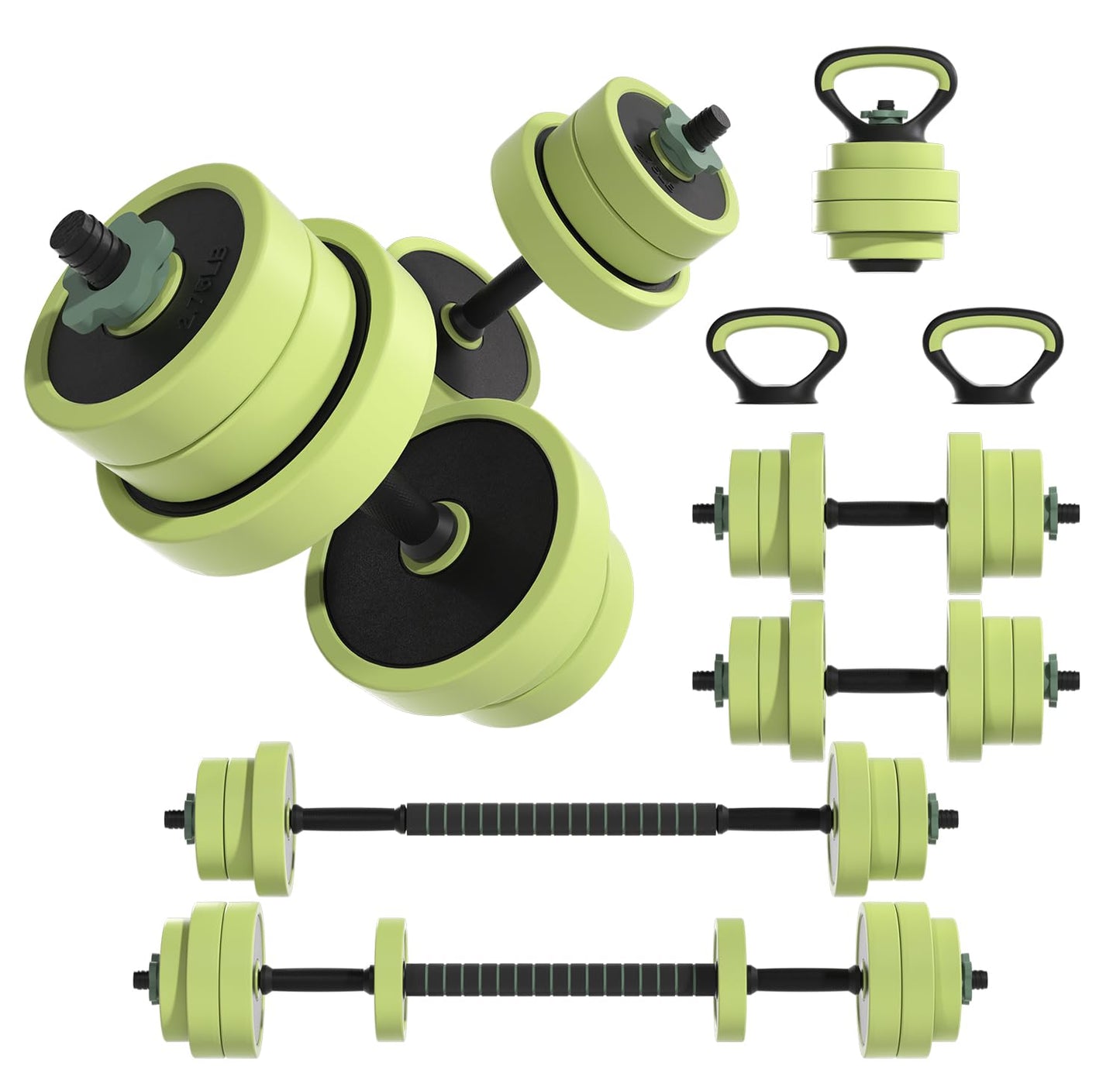 Adjustable Dumbbell Set 22/42/62LBS, 5-in-1 Free Weight Set Used as Dumbbell，Kettlebell,Barbell, Push-Up Stand,Fitness Exercises for Home Gym Suitable Men/Women
