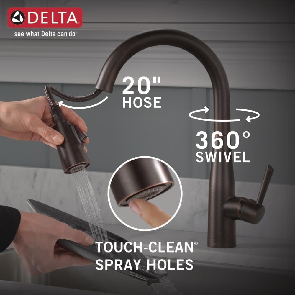Delta Faucet Essa Matte Black Kitchen Faucet Black, Kitchen Faucets with Pull Down Sprayer, Kitchen Sink Faucet, Faucet for Kitchen Sink, Magnetic Docking Spray Head, Matte Black 9113-BL-DST