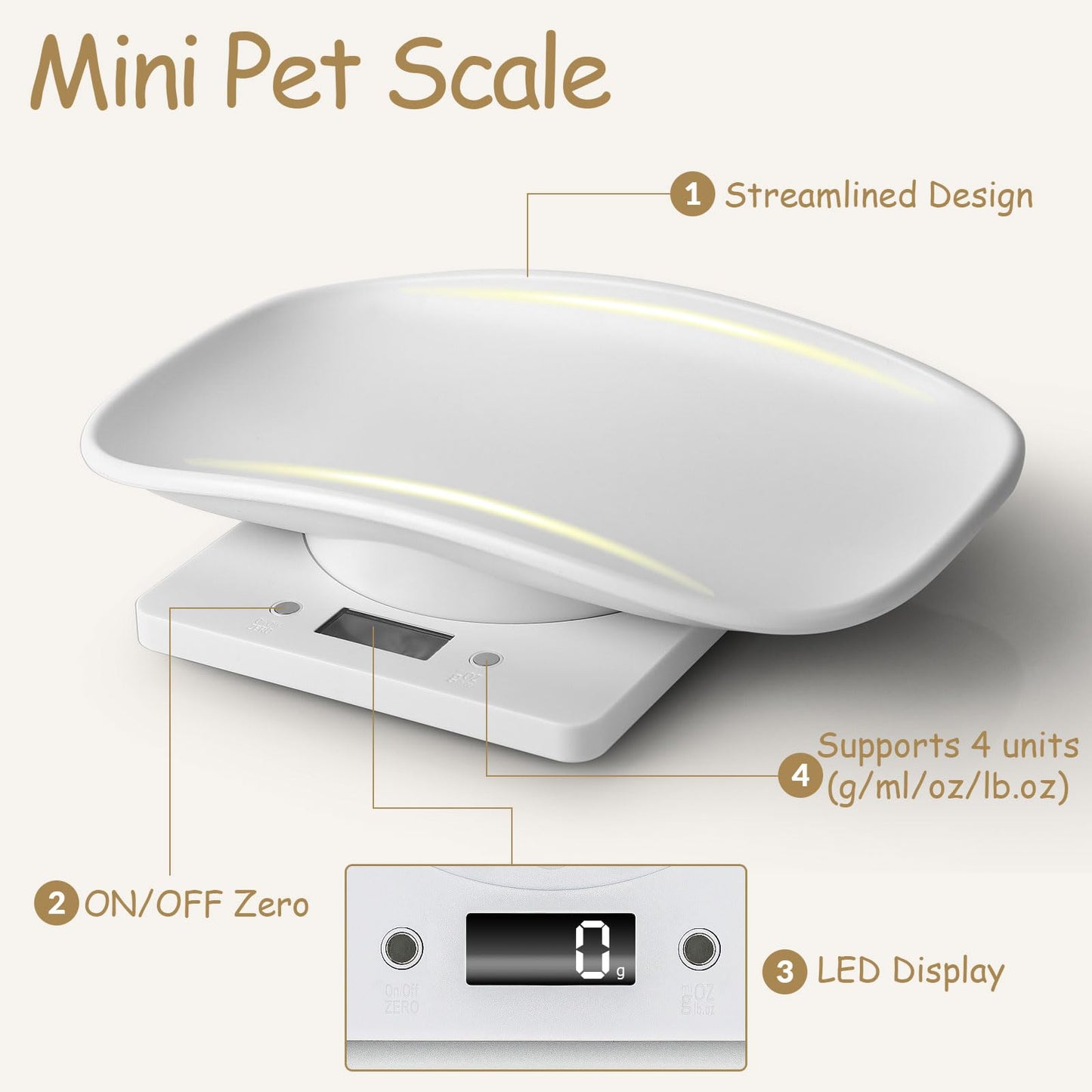 YTDTKJ Digital Pet Scale for Puppies, Puppy Scales for Weighing, Cat Scale Max 33lb, Multi-Function Small Animal Scale with LCD Display, Baby Scale for Newborn Kittens Hamsters Rabbits, 11.4x7.1in