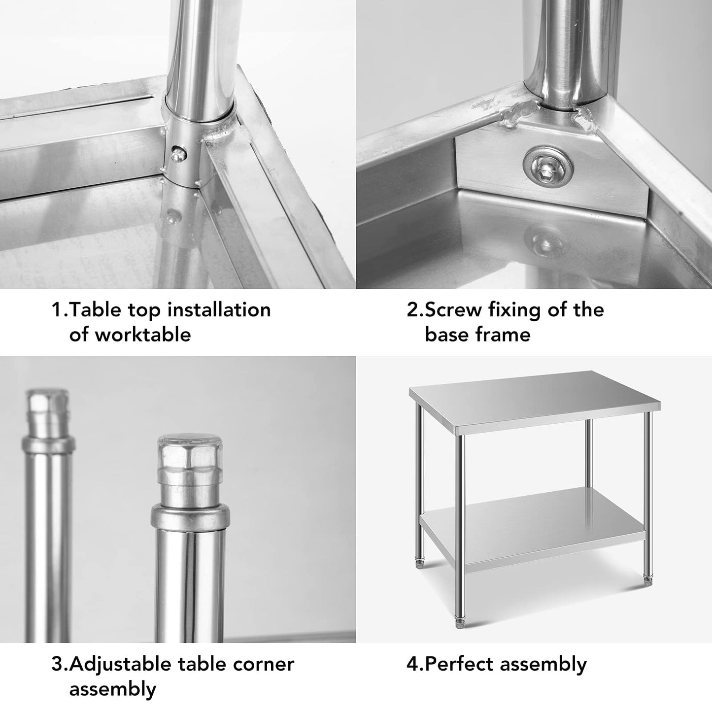 HXCFYP NSF Certified Stainless Steel Prep Table 24x18 with Undershelf for Restaurant, Home, & Hotel - Heavy Duty Commercial Grade Worktable for Food Preparation & Christmas Cooking