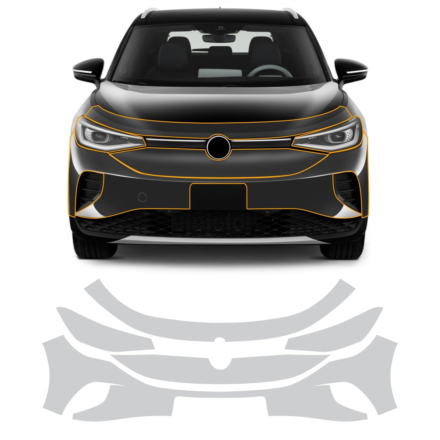FDAIUN for Volkswagen ID.4 2021-2024 PPF Precut Gloss Clear Car Paint Protective Film Self Healing TPU HD Film Scratch Protector Exterior Accessories (Front Bars + Headlights 5Pcs)