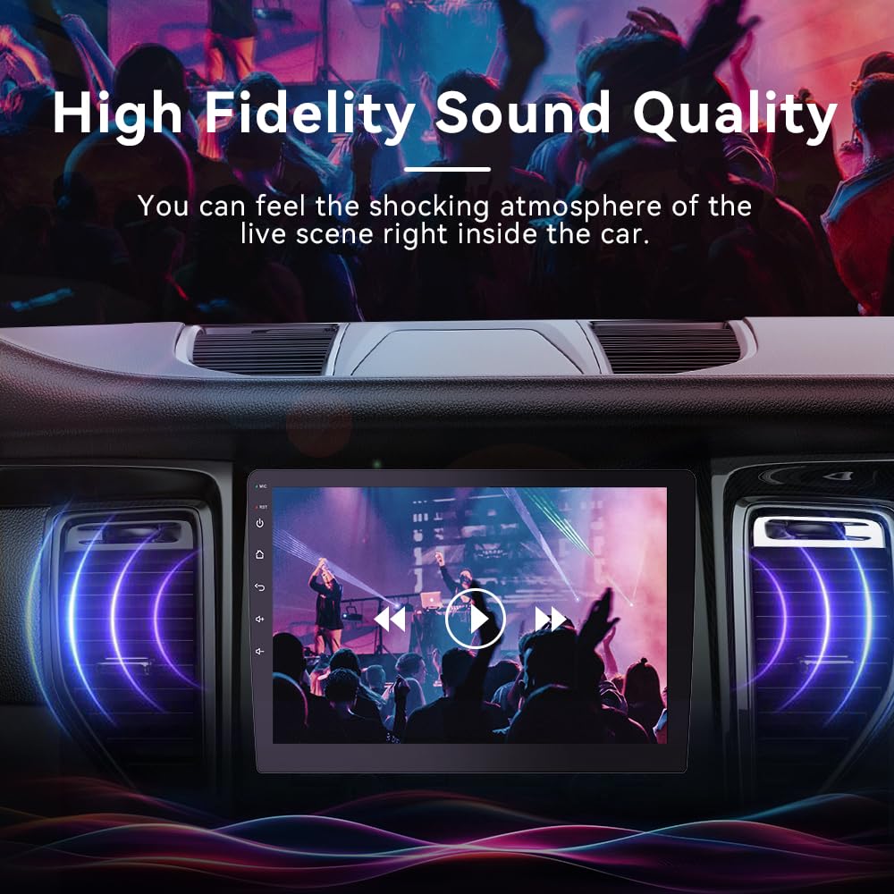 Haudio 9 inch Wireless Double Din Car Stereo,with Apple CarPlay and Android Auto Radio Screen,with Mirror Link, Bluetooth 5.0,1080P Backup Camera, AUX,FM/AM Transmitter|Double Din carplay Screen