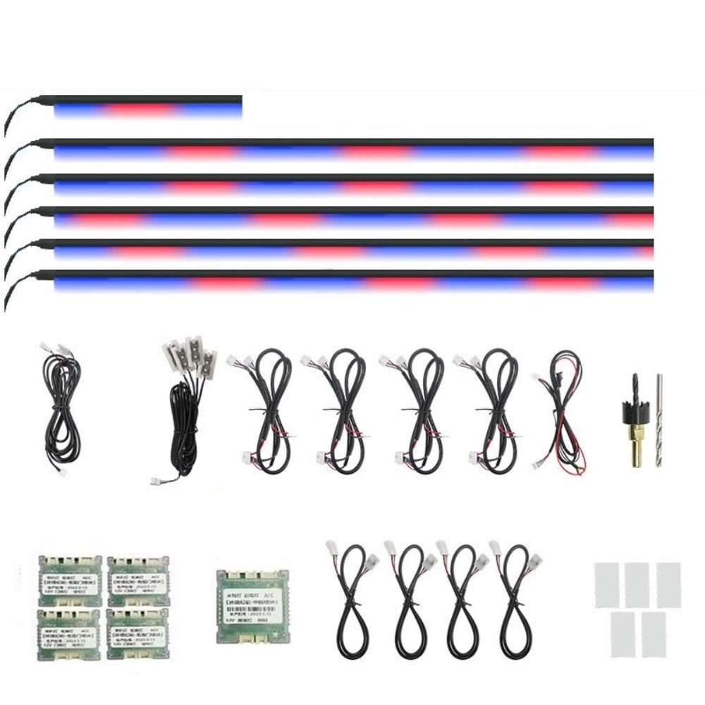 Car Interior LED Light Kit, 14-in-1 Ambient Lighting Strips, RGB Optical Fiber, Multiple Colors