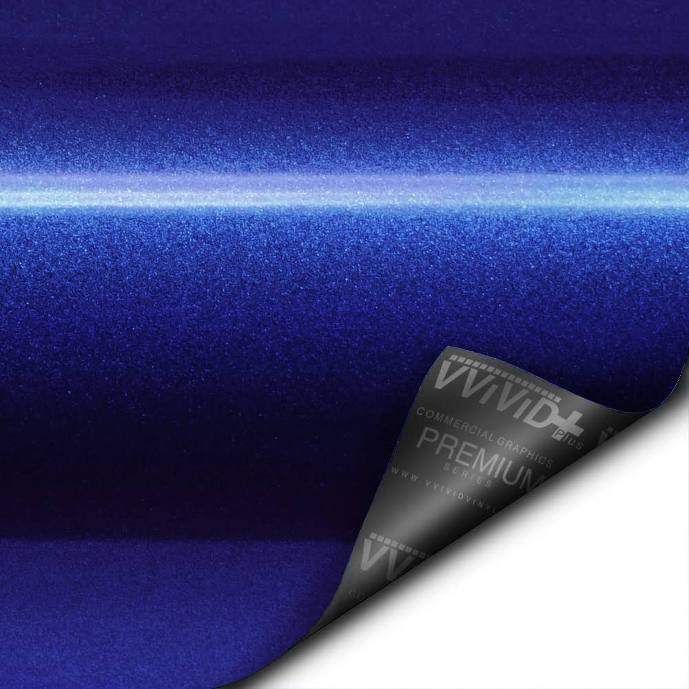 VViViD+ Ultra Gloss Neptune Pearl Blue 25ft x 5ft Vinyl Car Wrap Premium Paint Replacement Film Roll with Nano Air Release, Stretchable Cap Liner, Self Adhesive, Indoor Outdoor