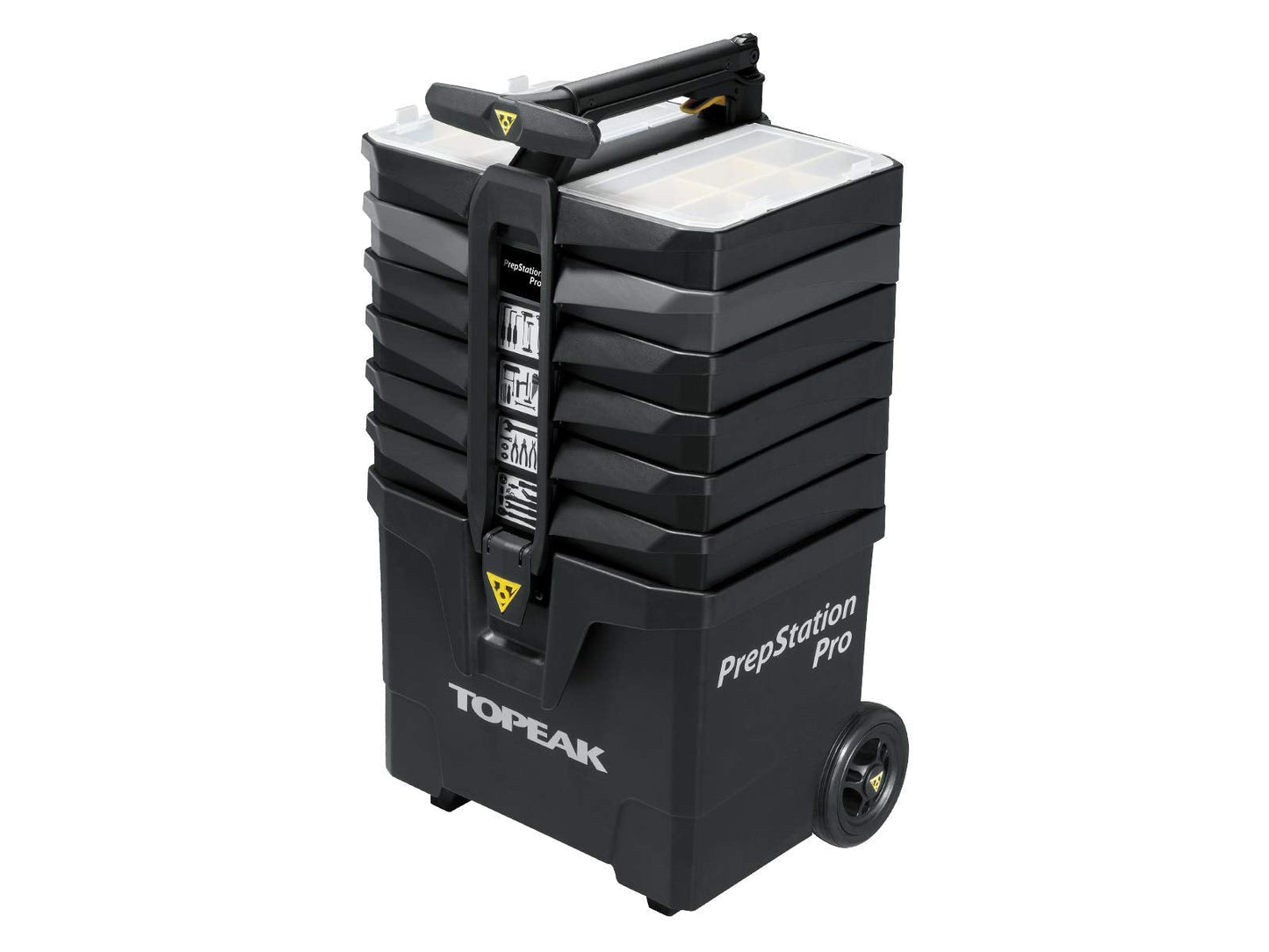 Topeak PrepStation Pro Bike Tool Station – Professional Rolling Workshop with 55 Tools (85 Functions), 7 Compartments, Extendable Base, Lift Handle & 5” Wheels for Mobile Bike Maintenance