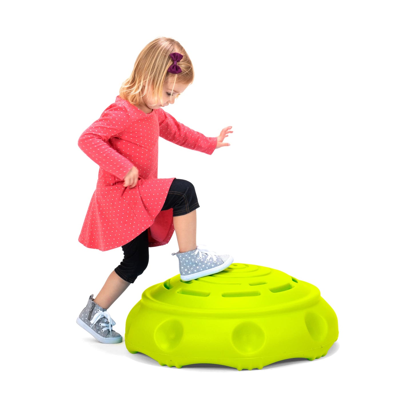 Simplay3 Two Sided Rock Around Wobble Disk and Climbing Dome for Toddlers and Kids - Rocking and Climbing - Indoor/Outdoor - Yellow/Green, Made in USA (1 Pack)
